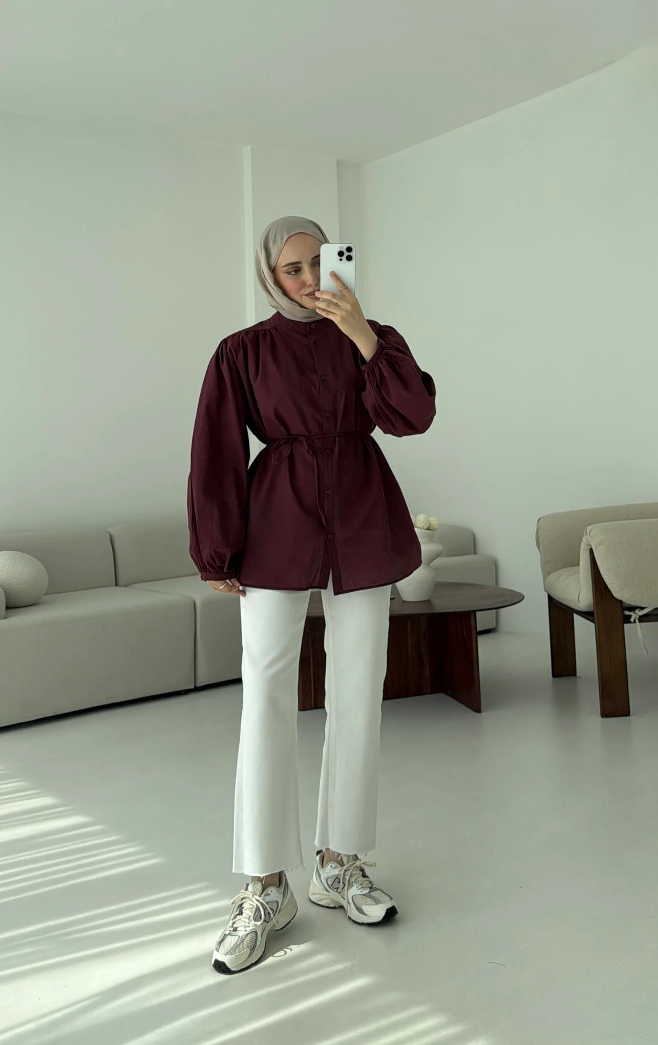 Risa Balon Kol Gömlek Bordo