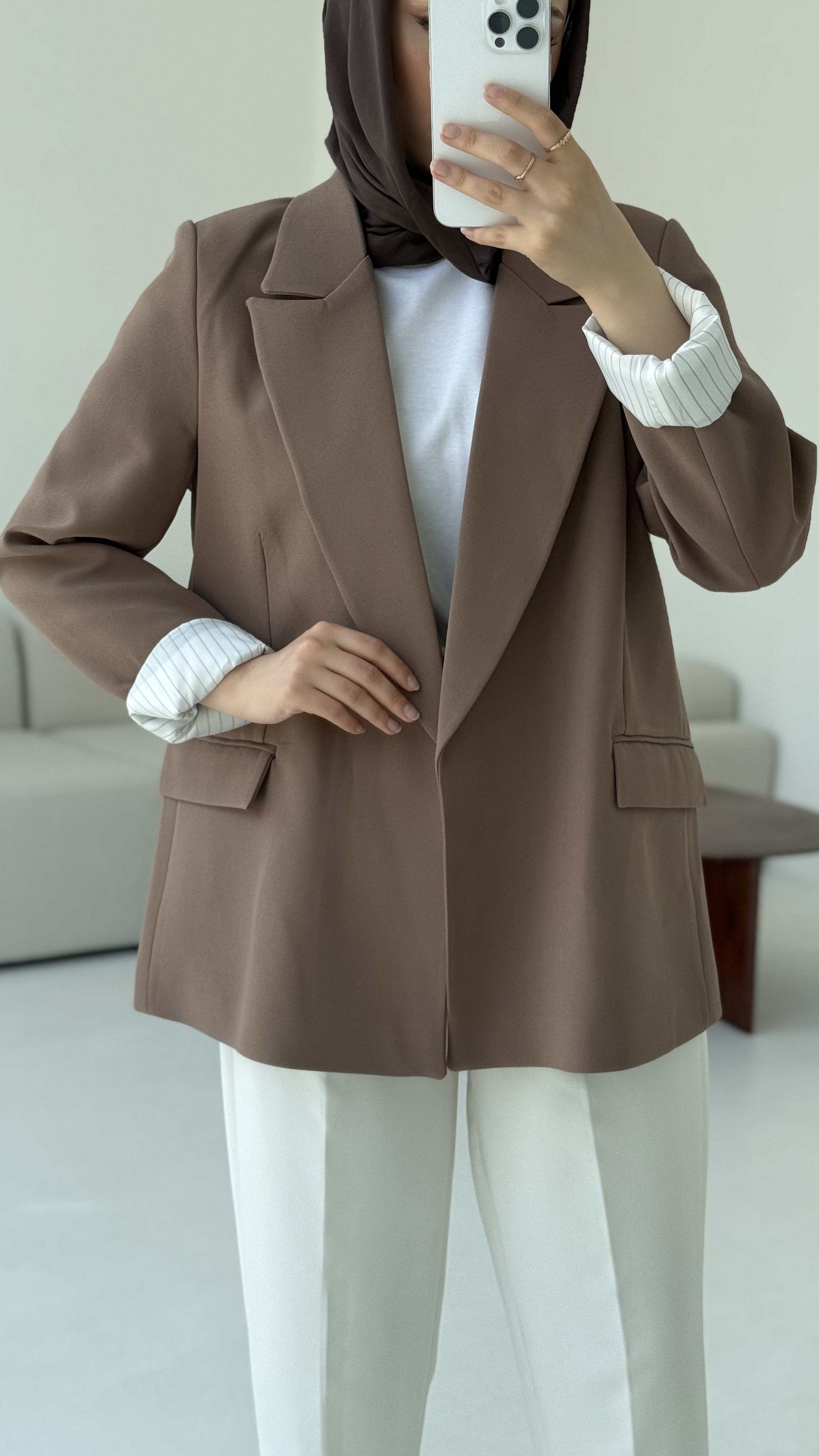 Kolu Katlamalı Blazer Kahve
