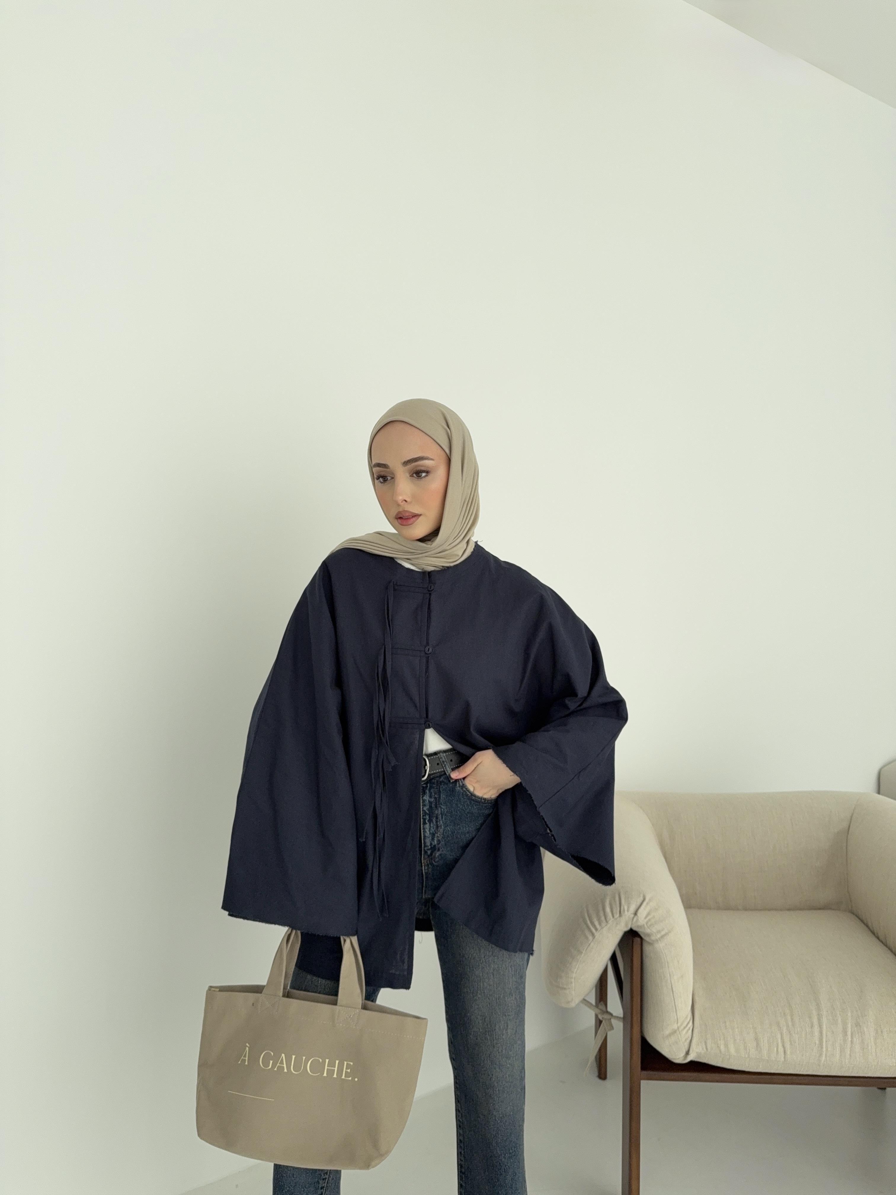 Geniş Kol Kimono Lacivert