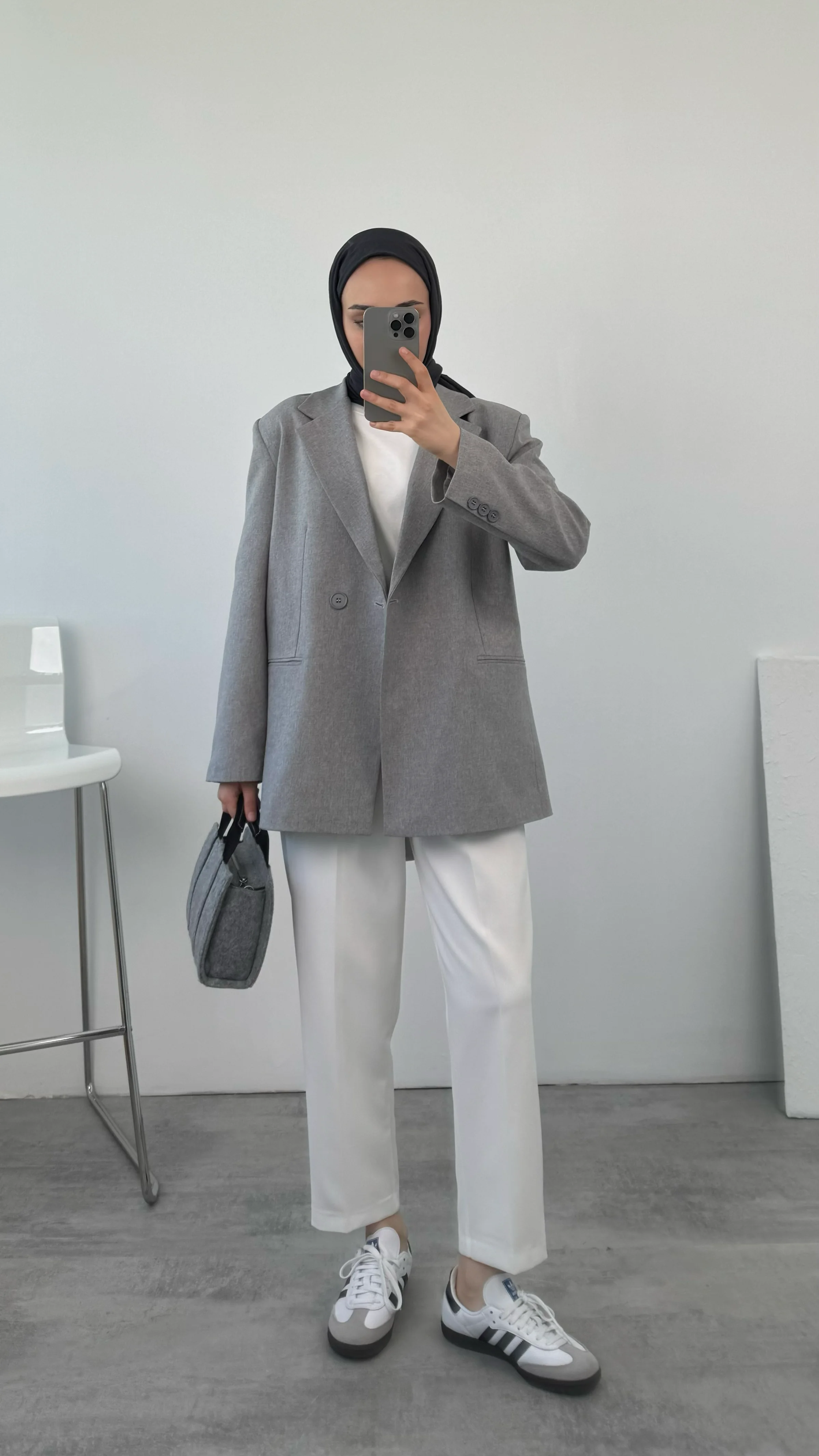 Bağlamalı Blazer Ceket Gri