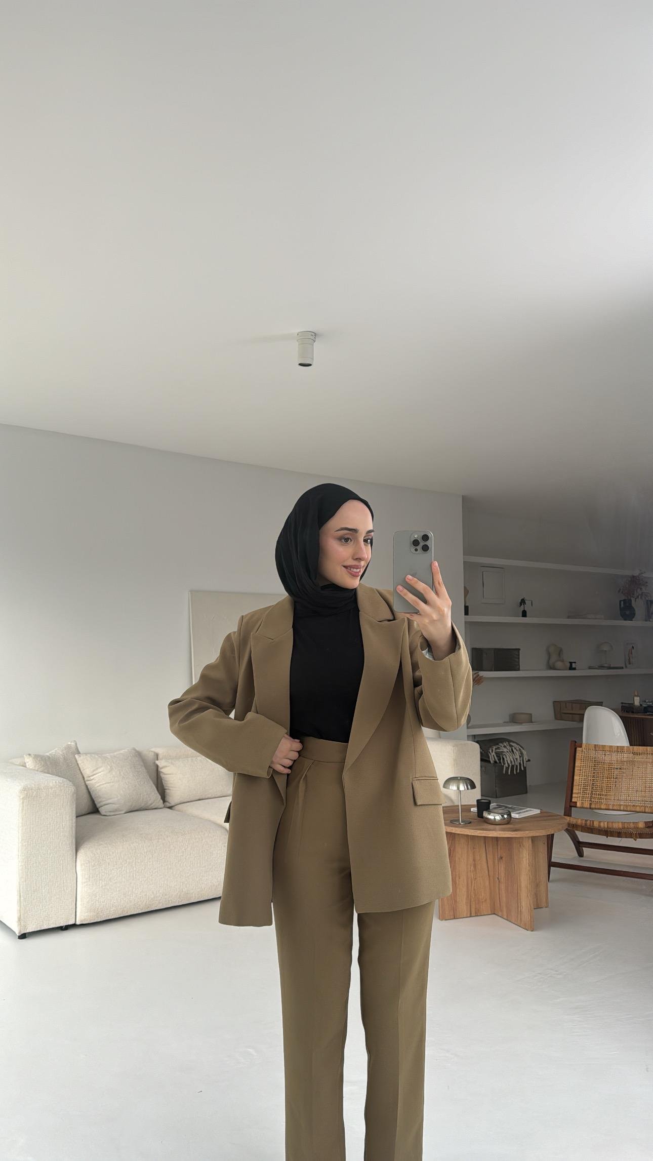 Kolu Katlamalı Blazer Olive