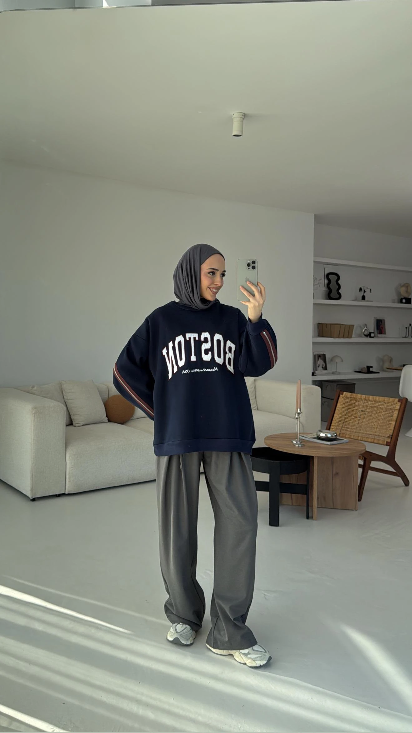 Baston Baskılı Sweatshirt Lacivert