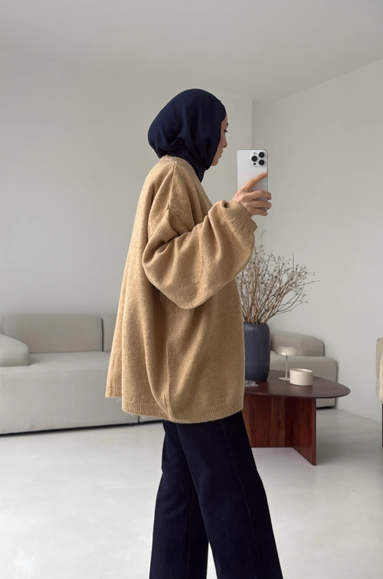 Oversize Yünlü Kazak Vizon