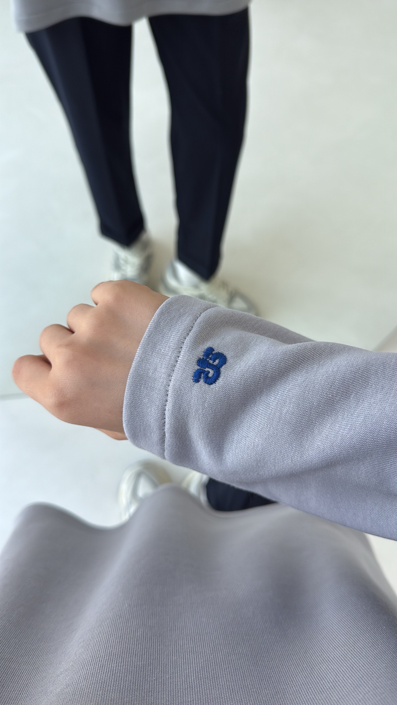 Nakışlı Oversize Sweatshirt Gri
