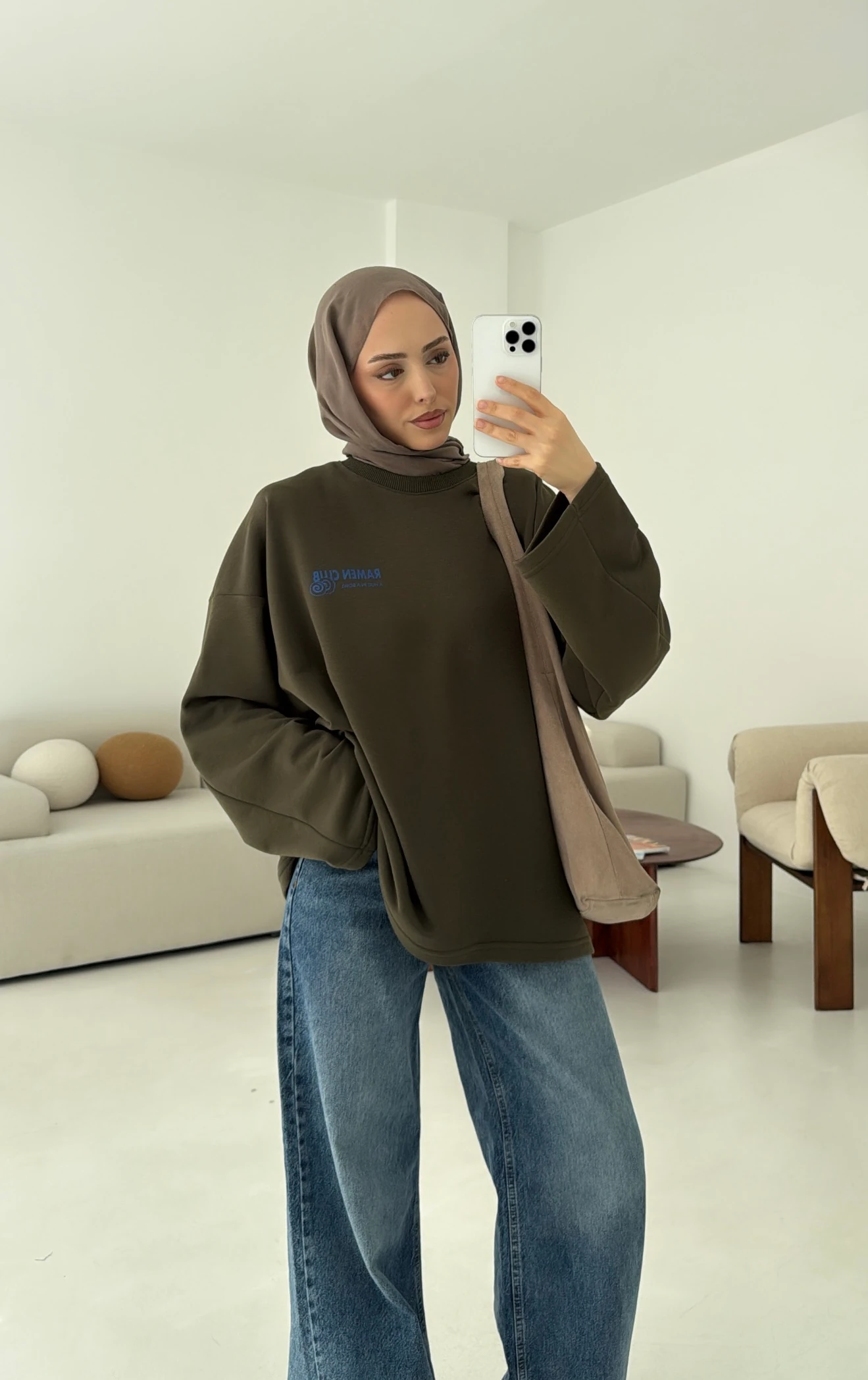 Ramen Baskılı Sweat Haki