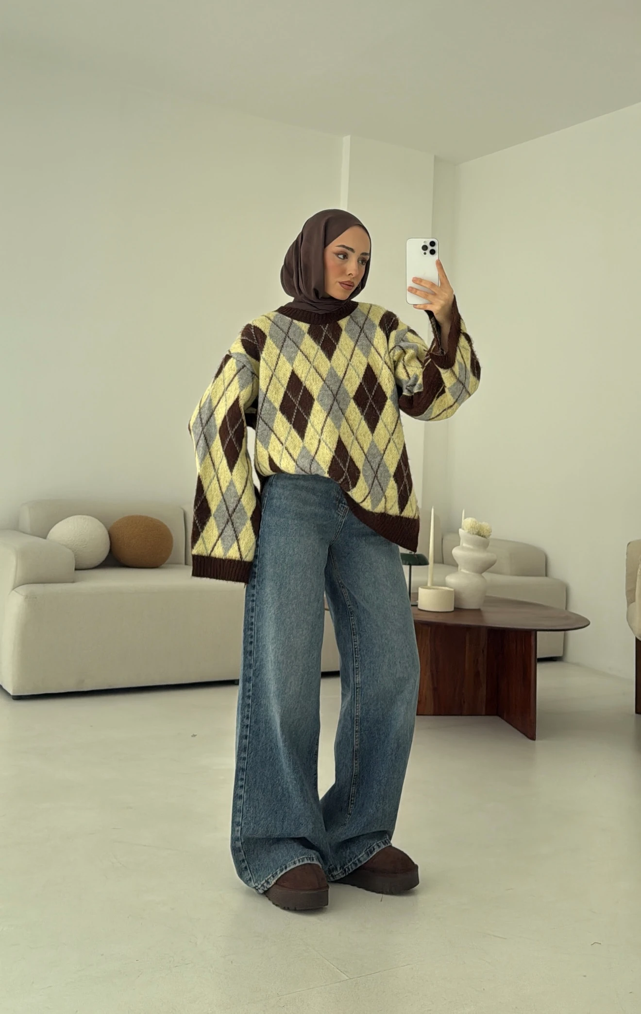 Kolu Yırtmaç Detay Tasarım Kazak Sarı