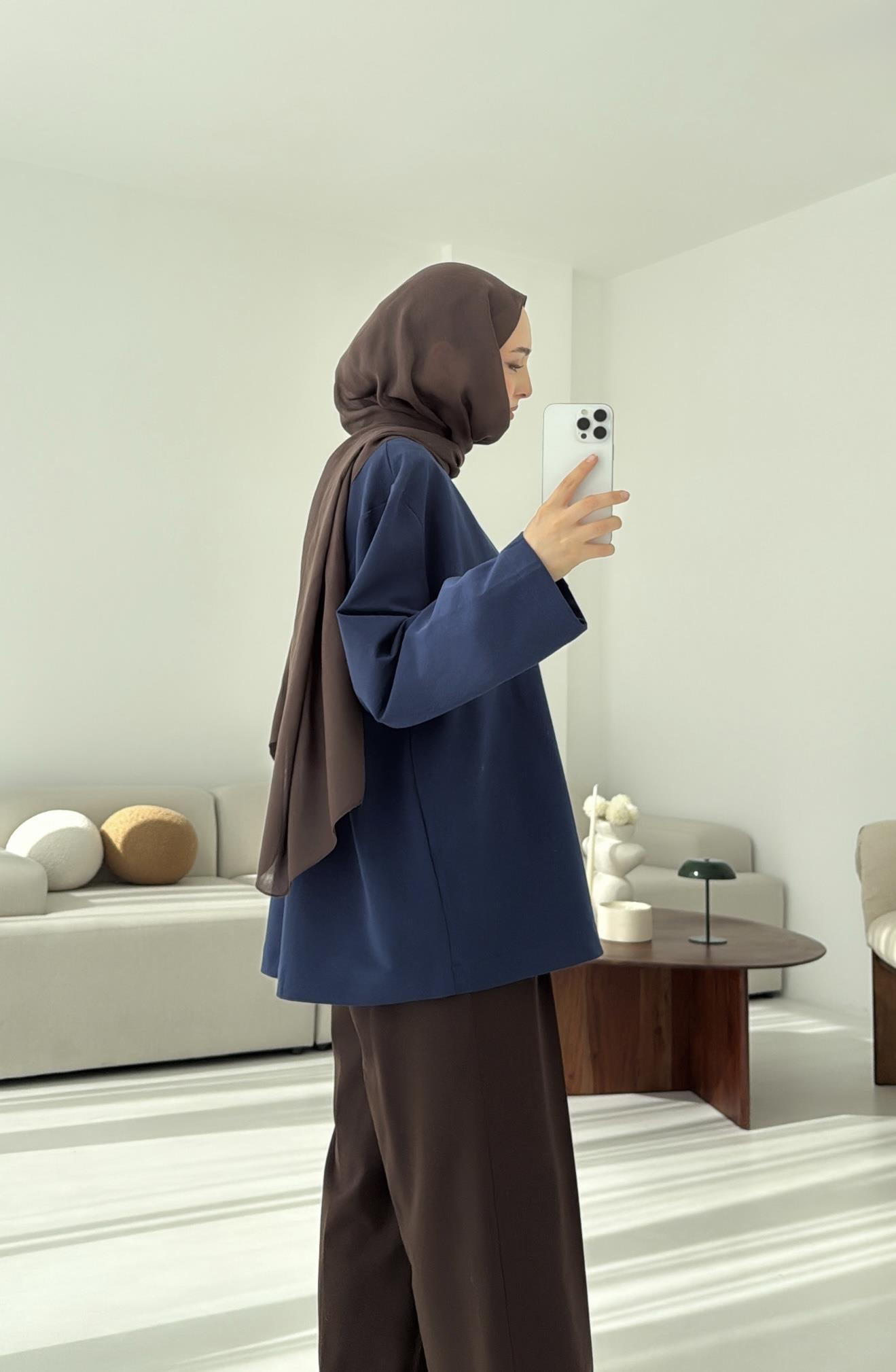 Etiket Baskılı Yazlık Sweatshirt  Lacivert