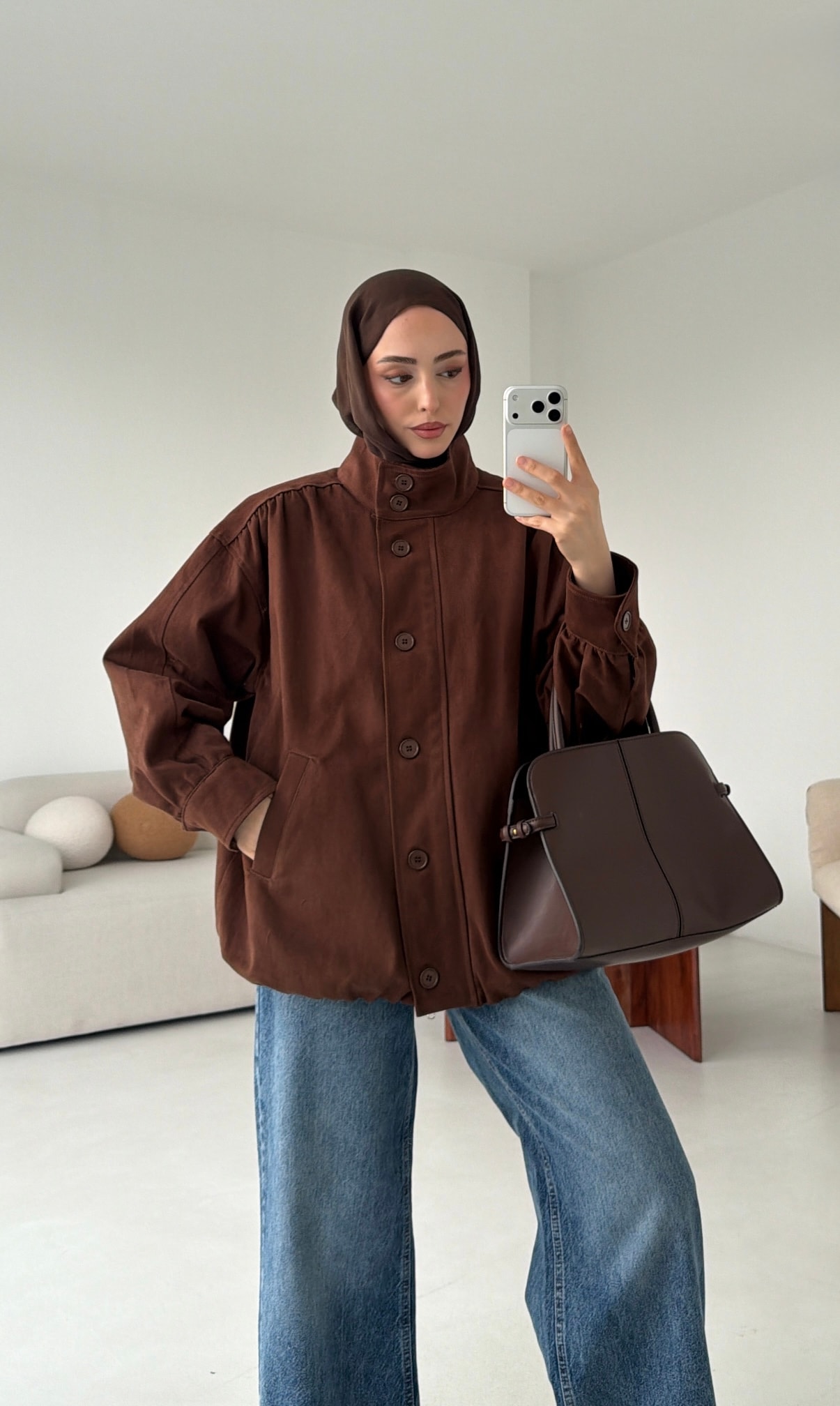 Bomber Gabardin Ceket Kahve