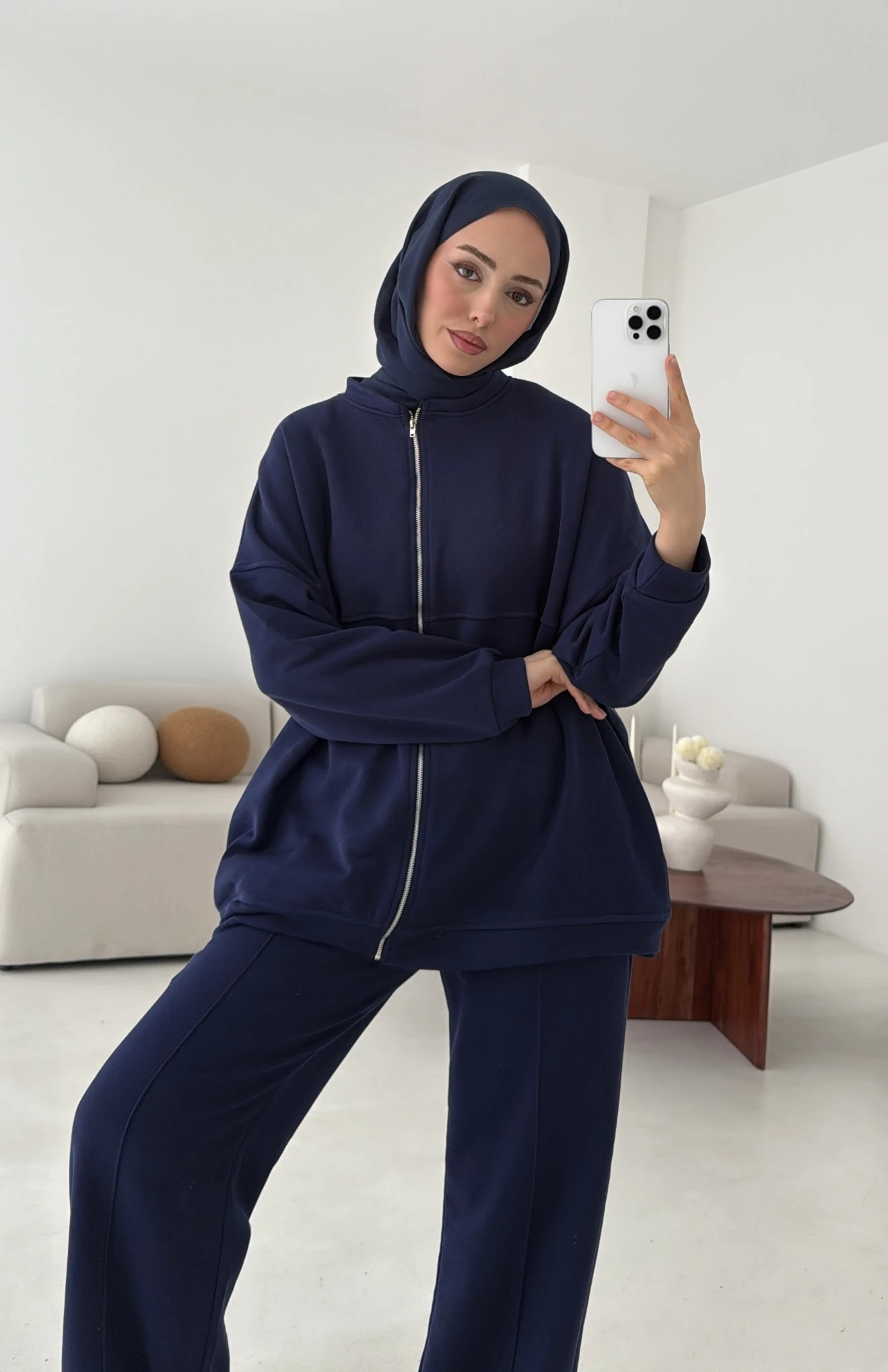 Fermuarlı 3 İplik Takım Lacivert