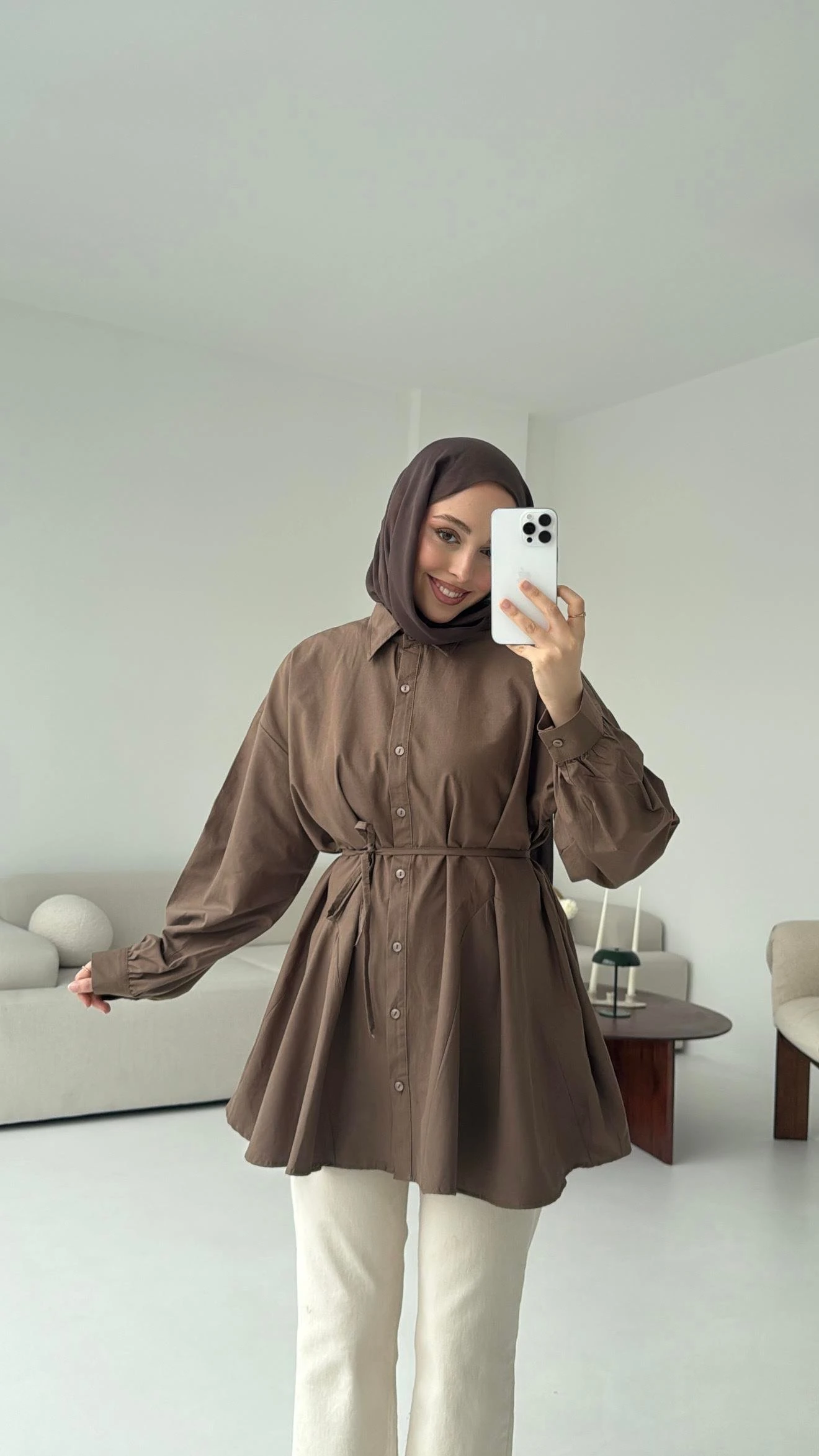 Volanlı Kahve Gömlek