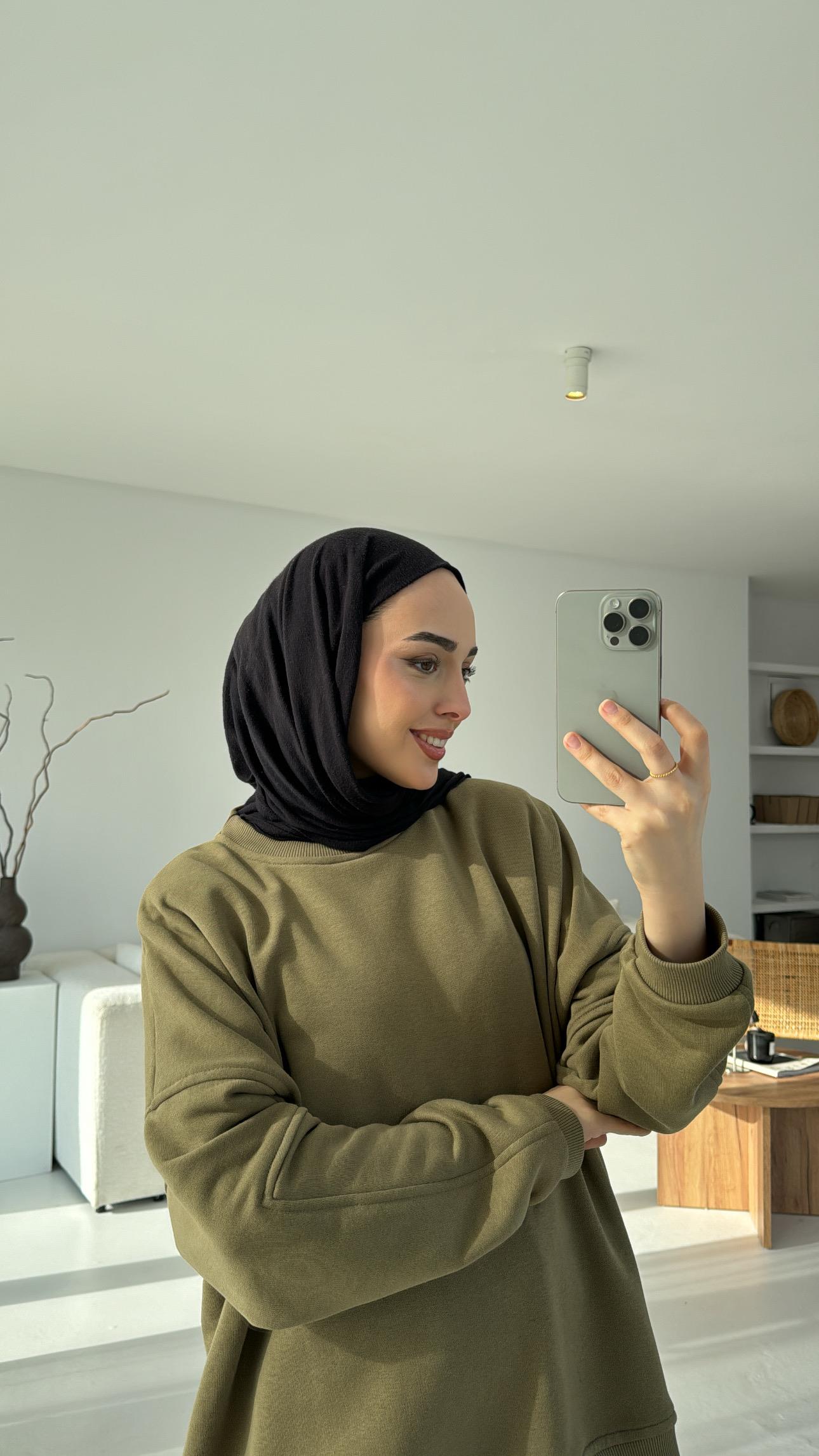 Kolları Dikiş Detaylı Oversize Sweatshirt Yeşil