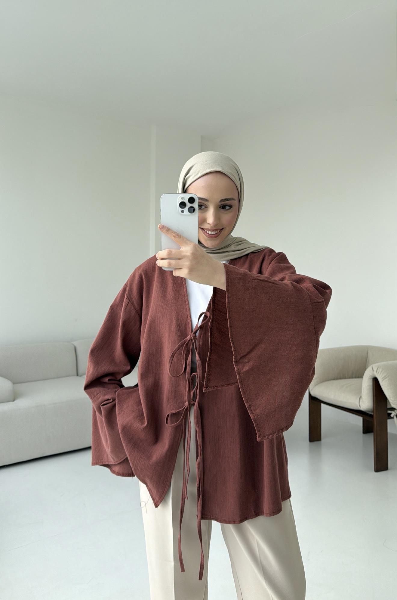 Kol Detay Kimono Kiremit