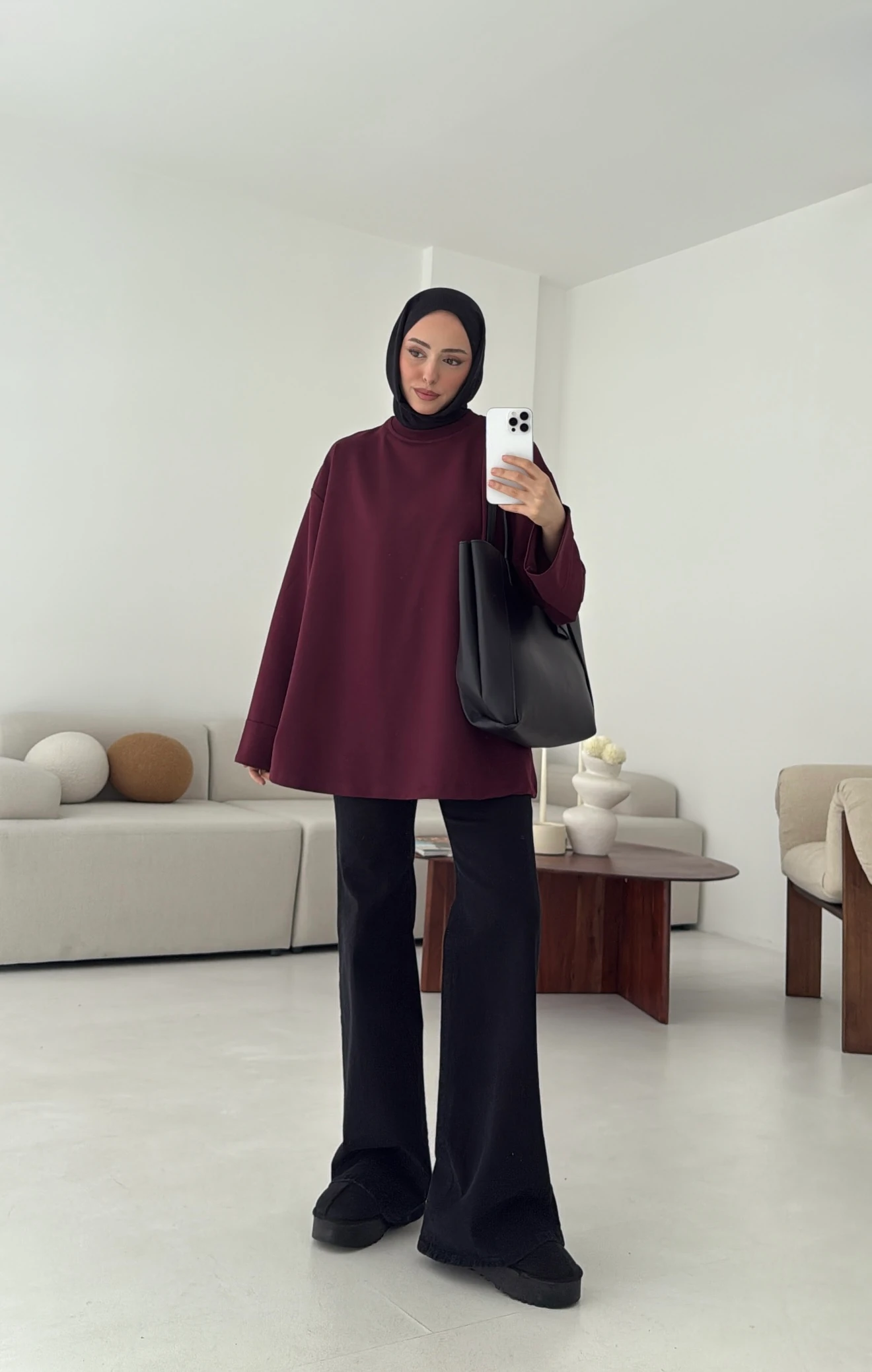 Dikiş Detay Basic Sweat Mürdüm