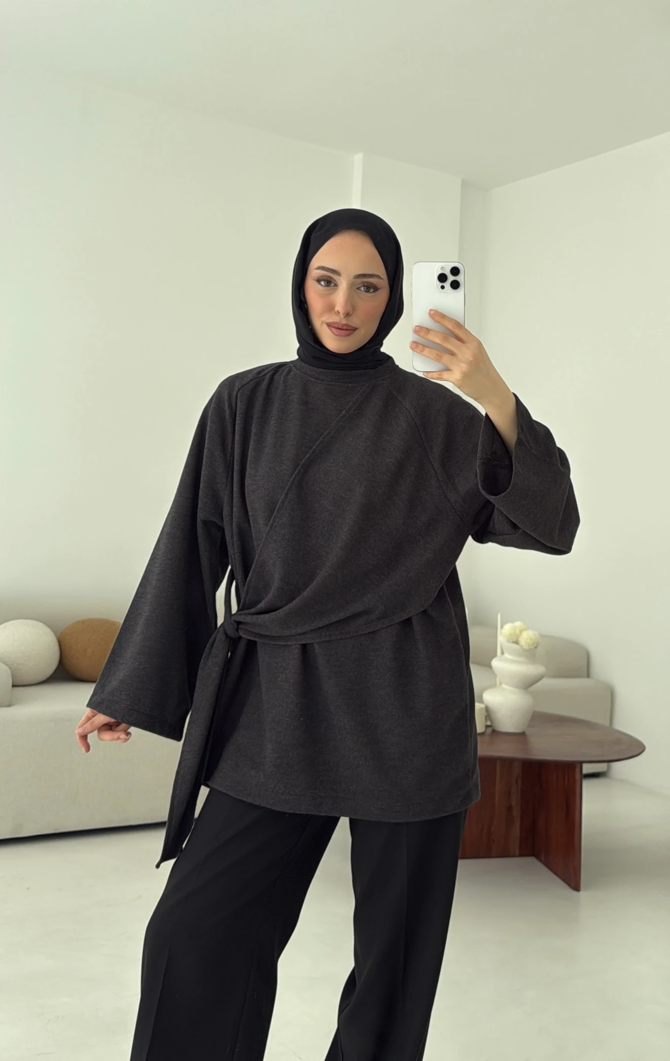 Yandan Şallı Tunik Antrasit 