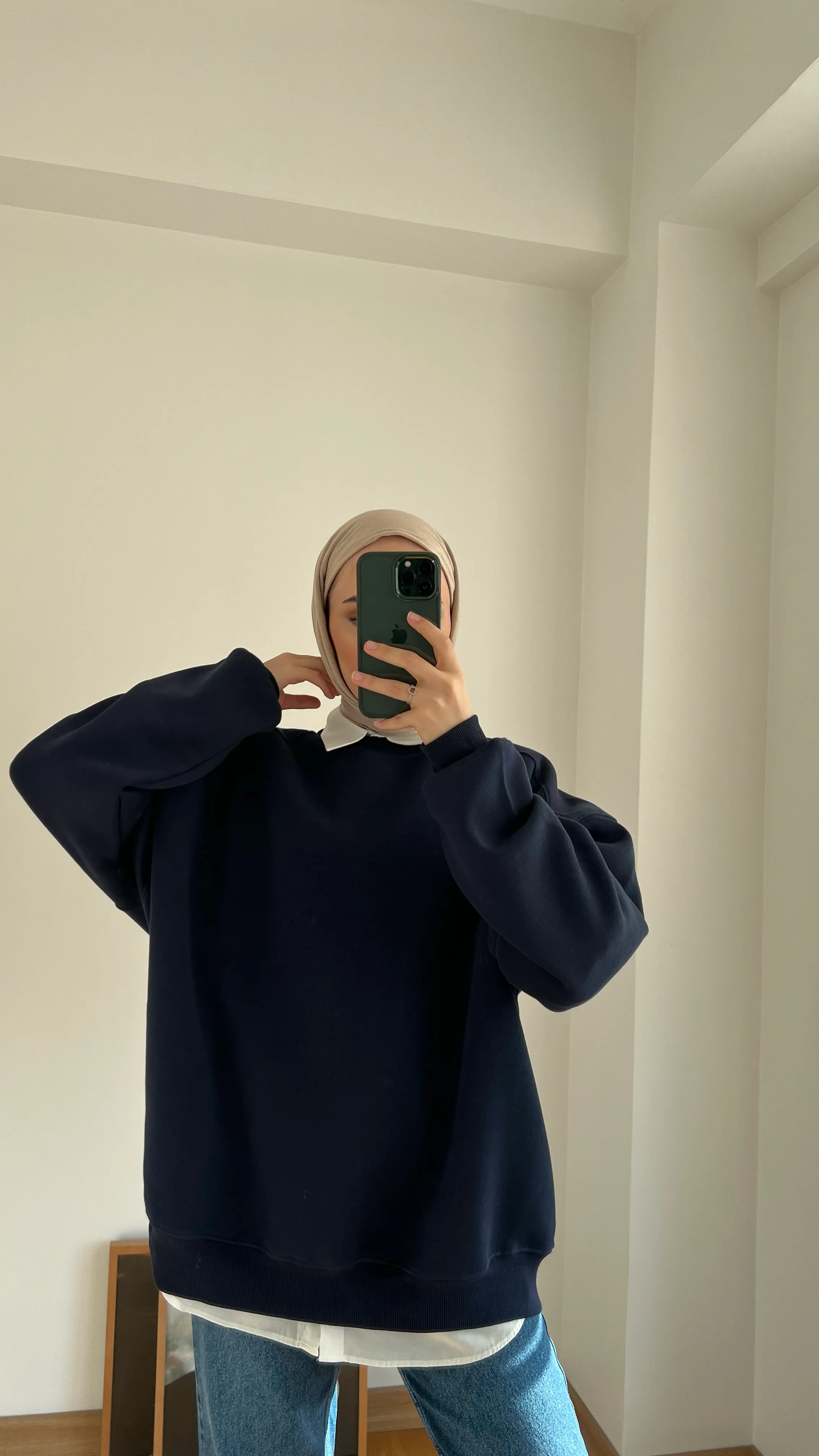 Oversize Lacivert Sweatshirt