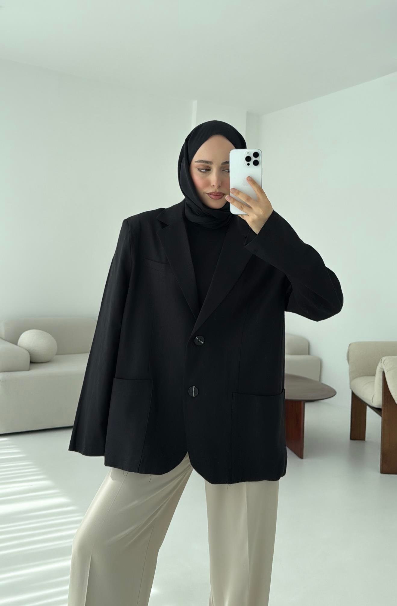 Keten Cepli Ceket Siyah