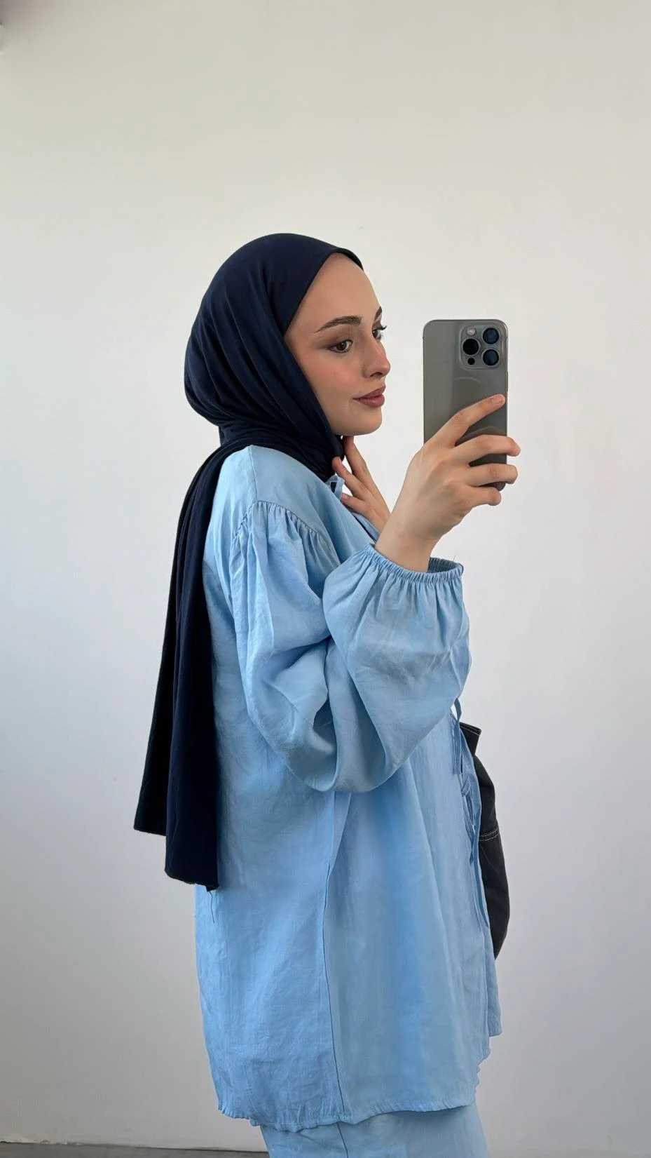 Tencel Önden Bağlamalı Kimonolu Takım Mavi