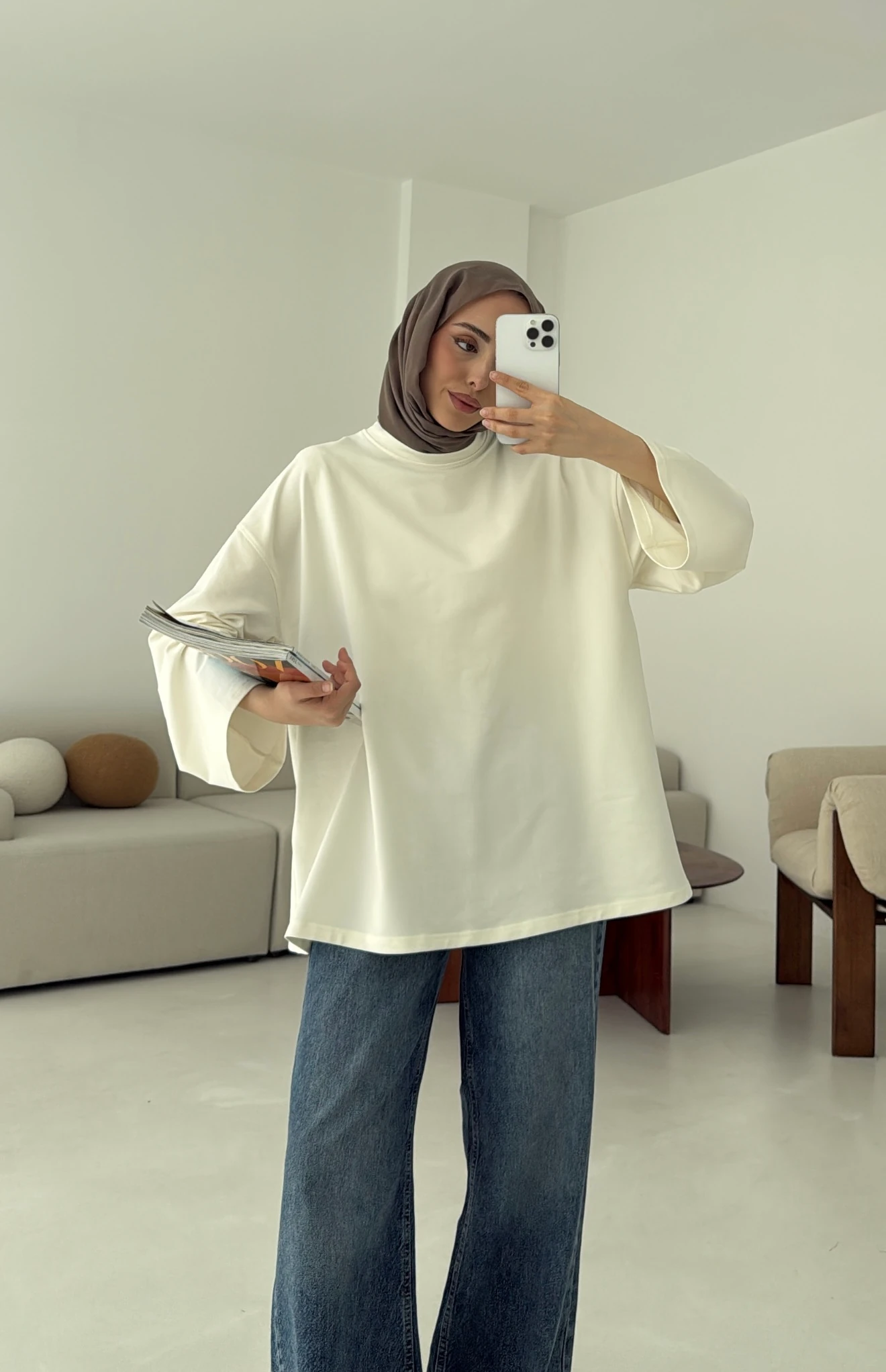 Basic İki İplik Sweat Beyaz