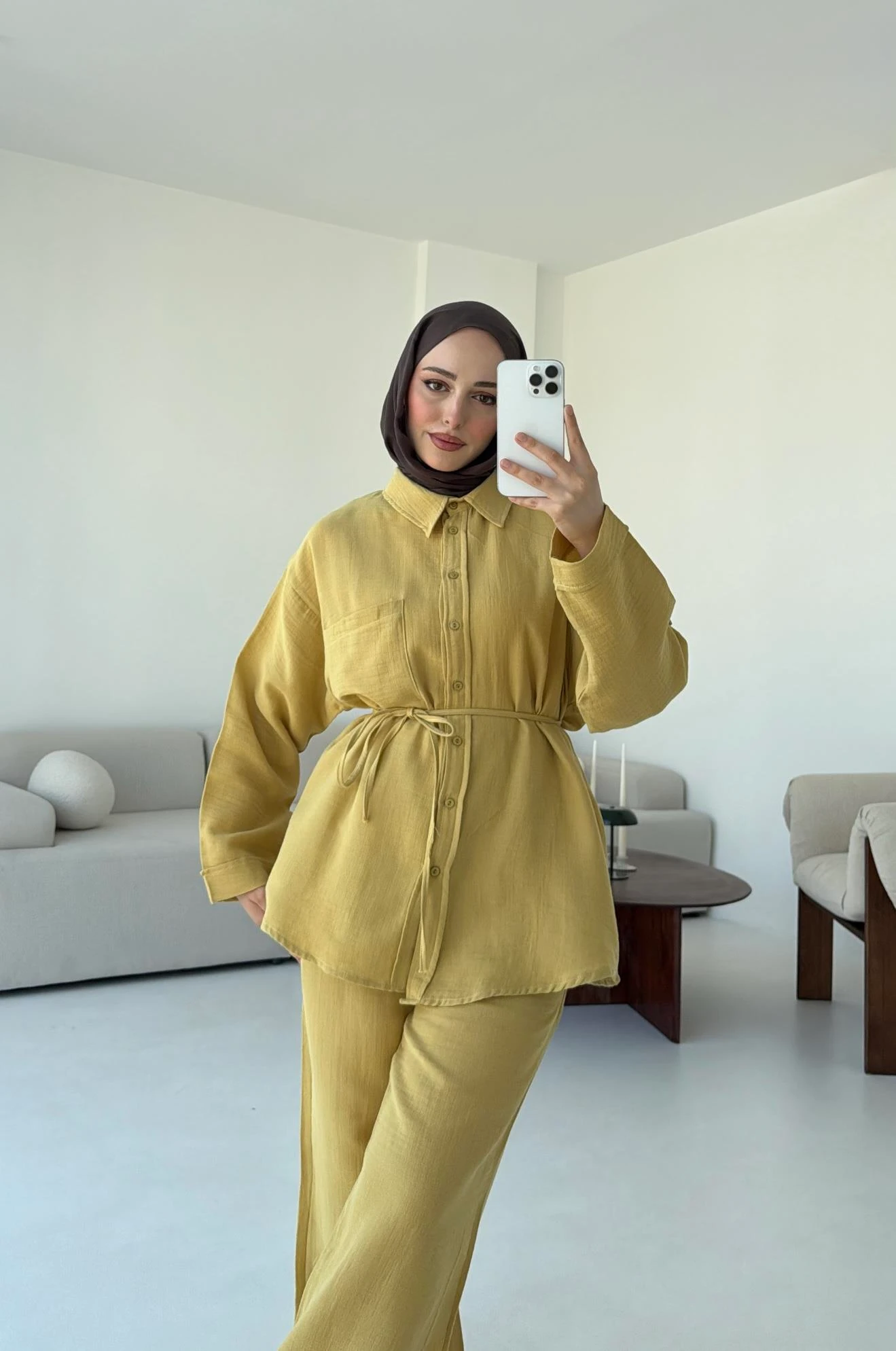 Müslin Pantolon TakımYağ Yeşili