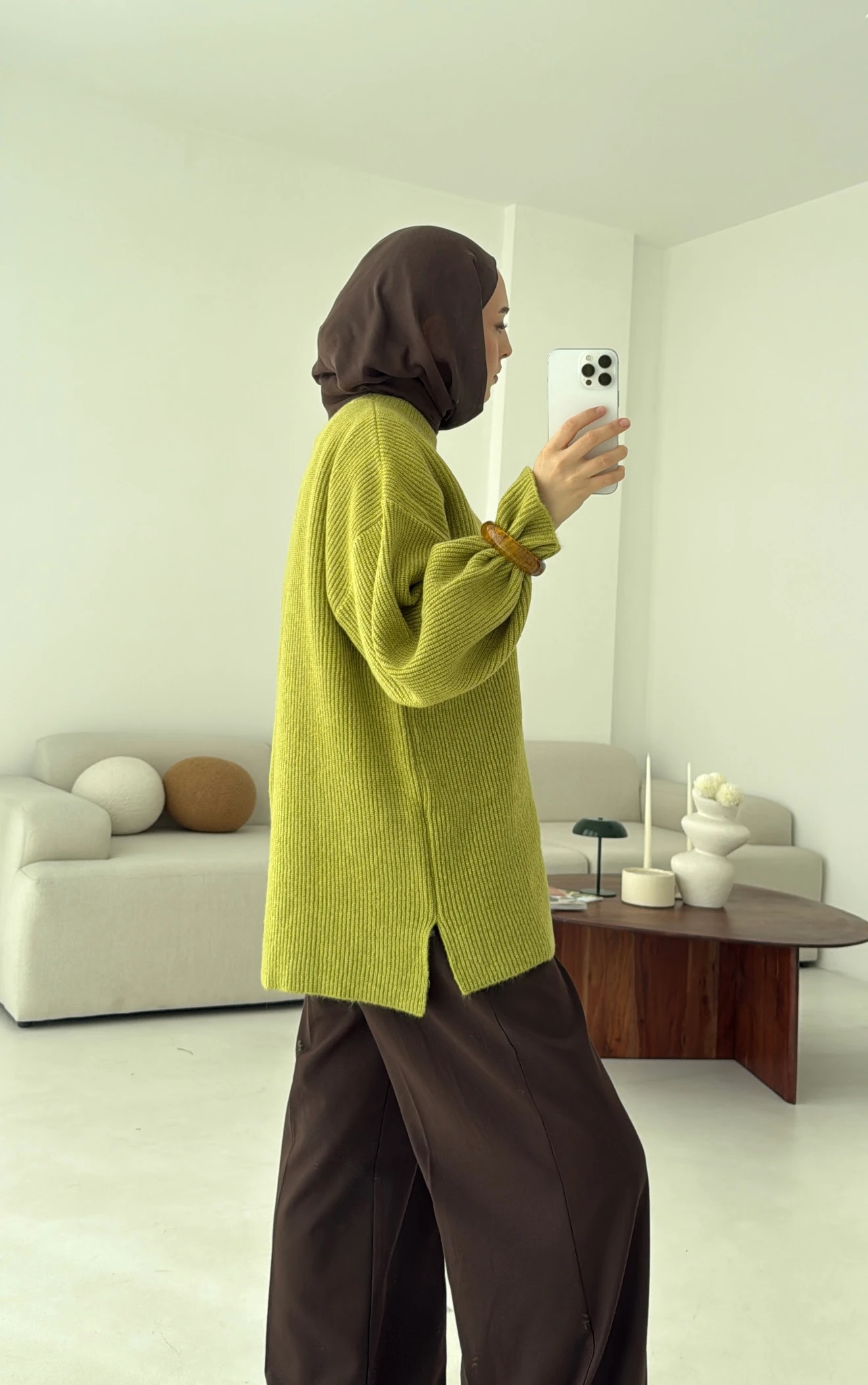  Premium Kalın Fitilli Kazak Olive