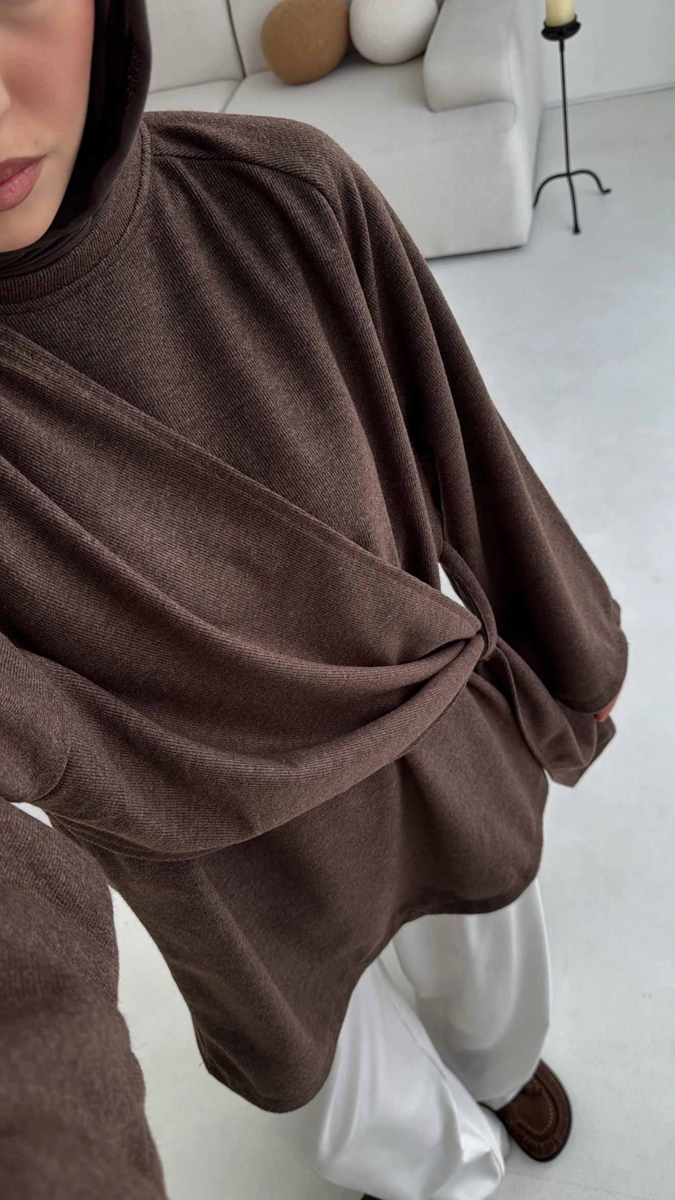 Yandan Şallı Tunik Kahve