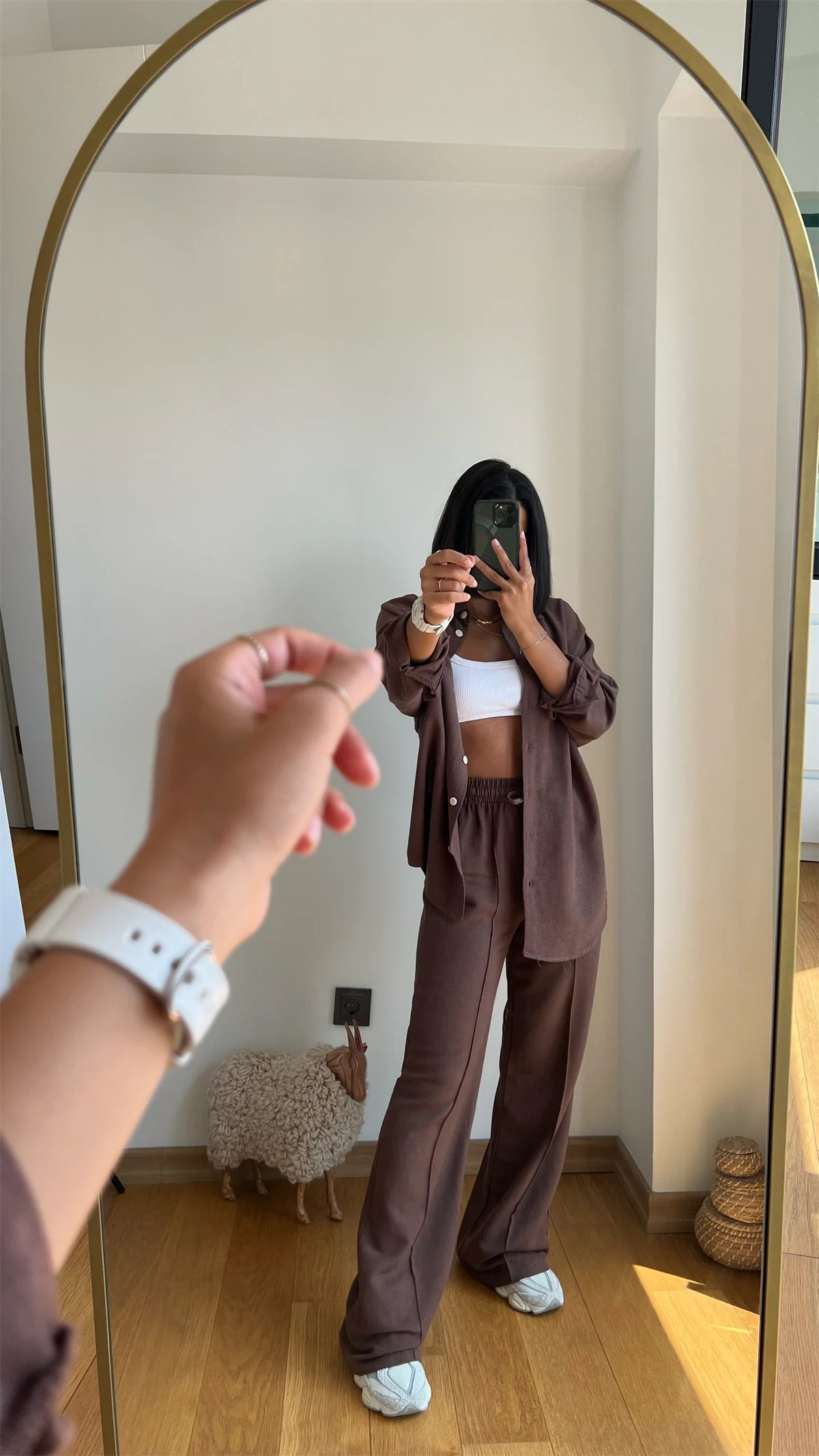 Keten beli Lastlikli Takım Kahve