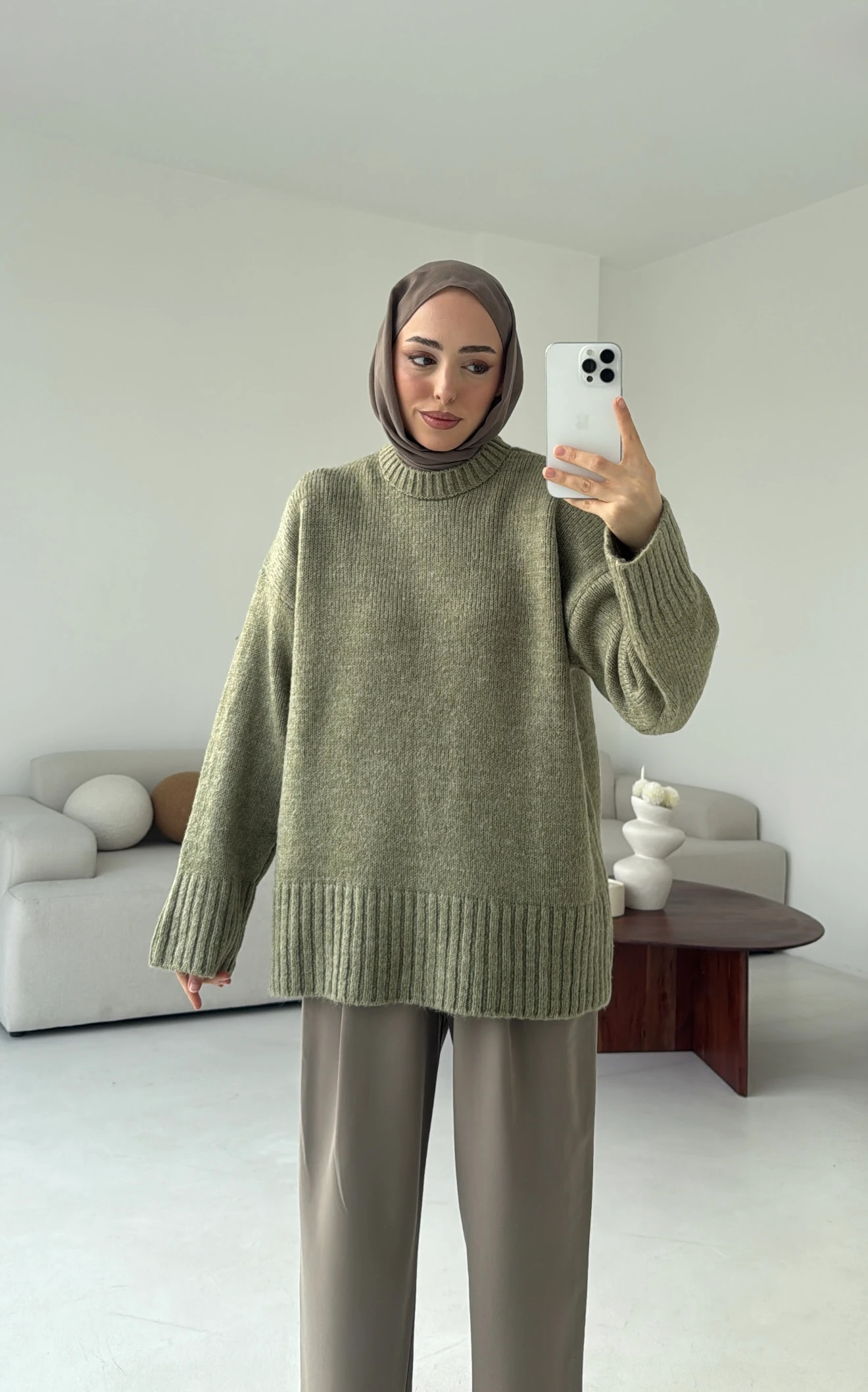 Oversize Soft Triko Kazak Soft Yeşil