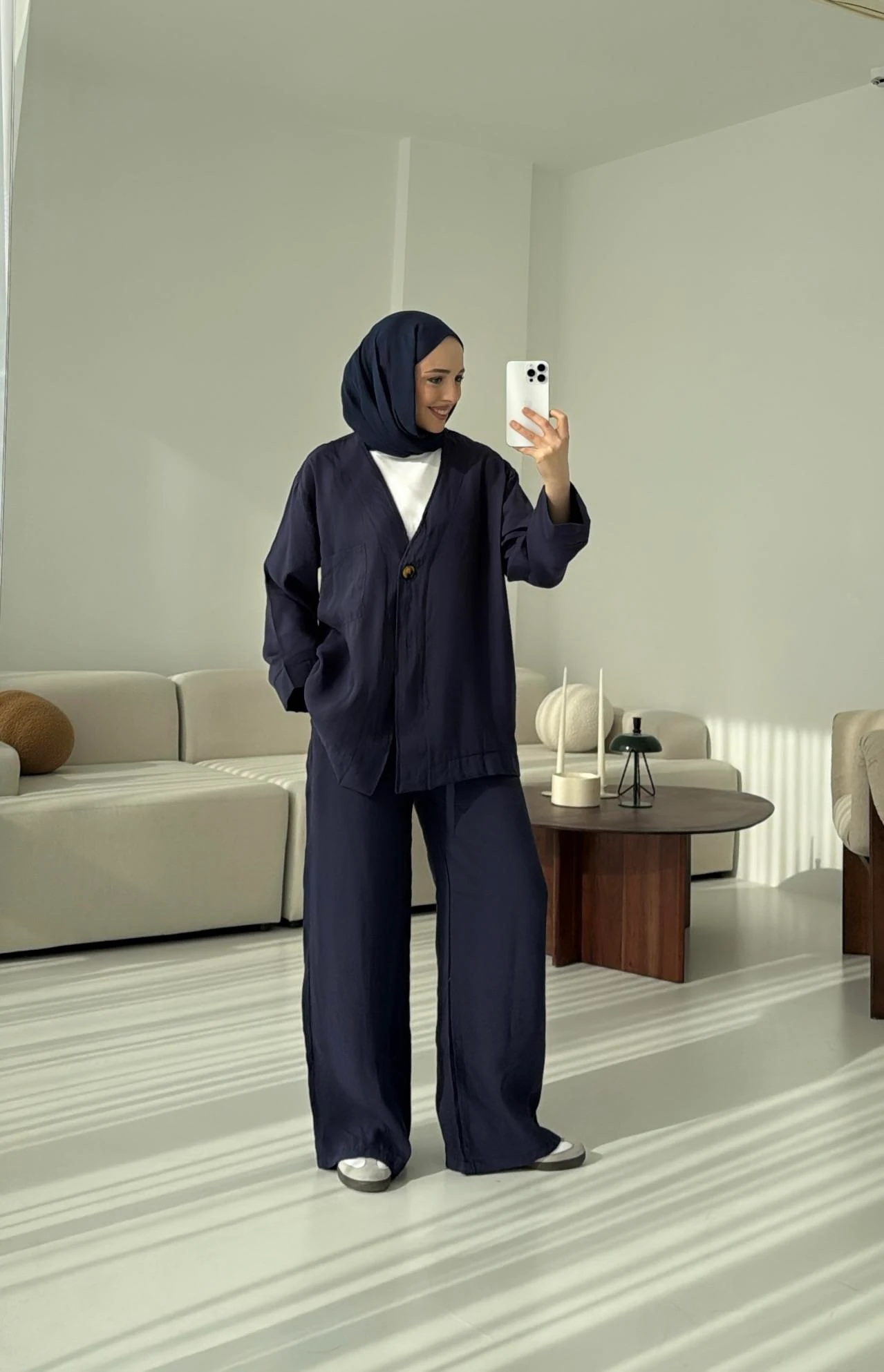 Tek Düğme Cepli Takım Lacivert