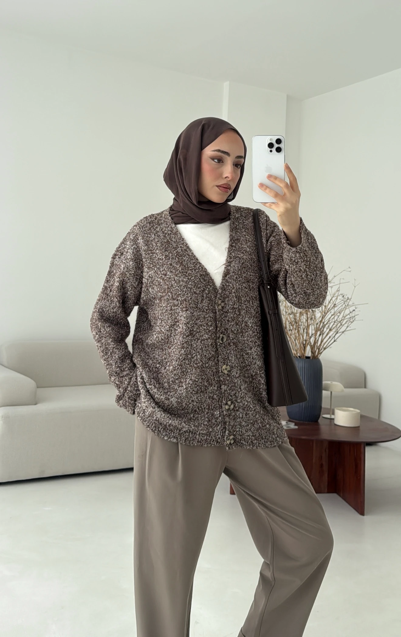 Kahve Benekli Hırka 