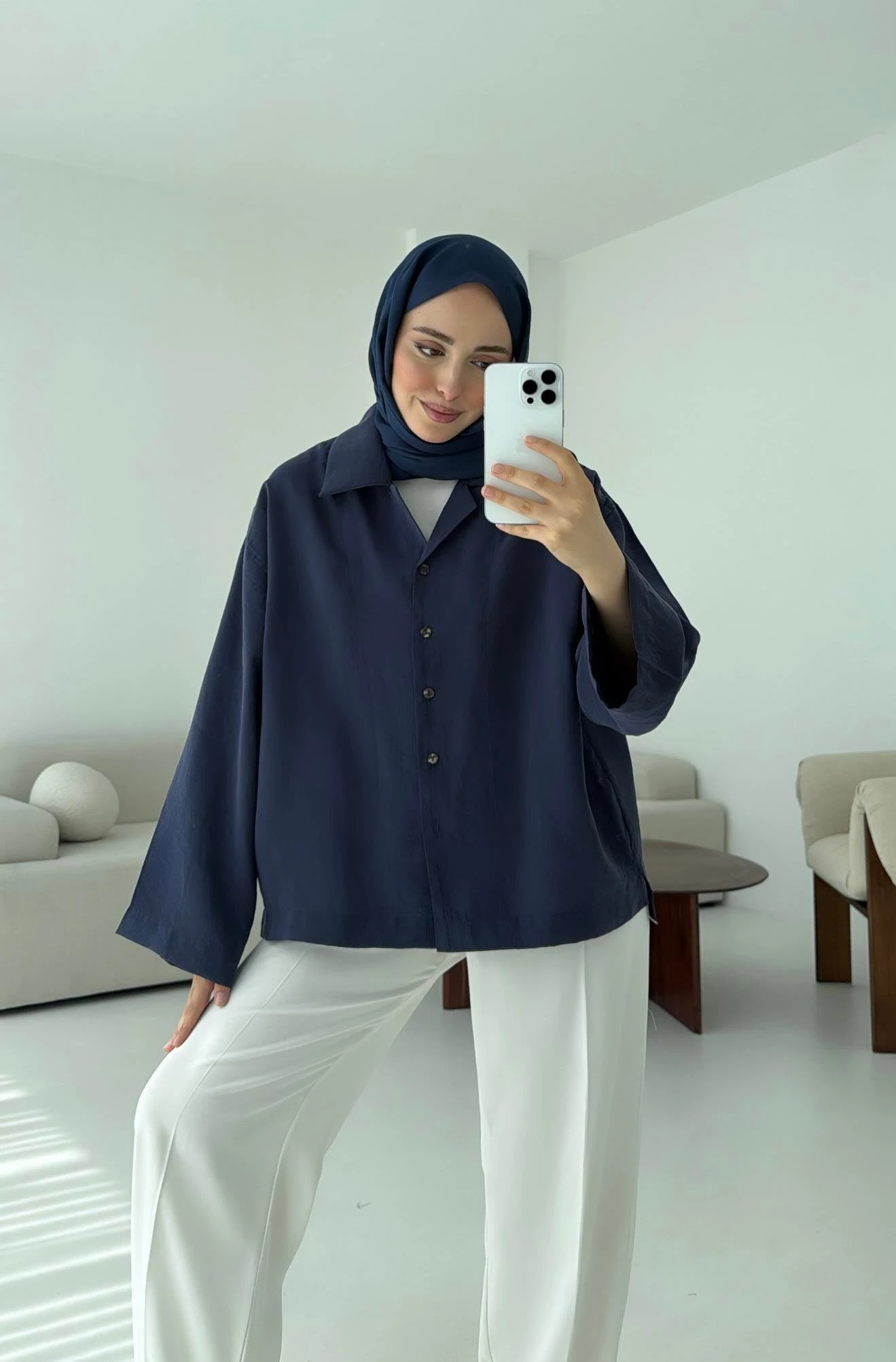 Oversize Gömlek Lacivert