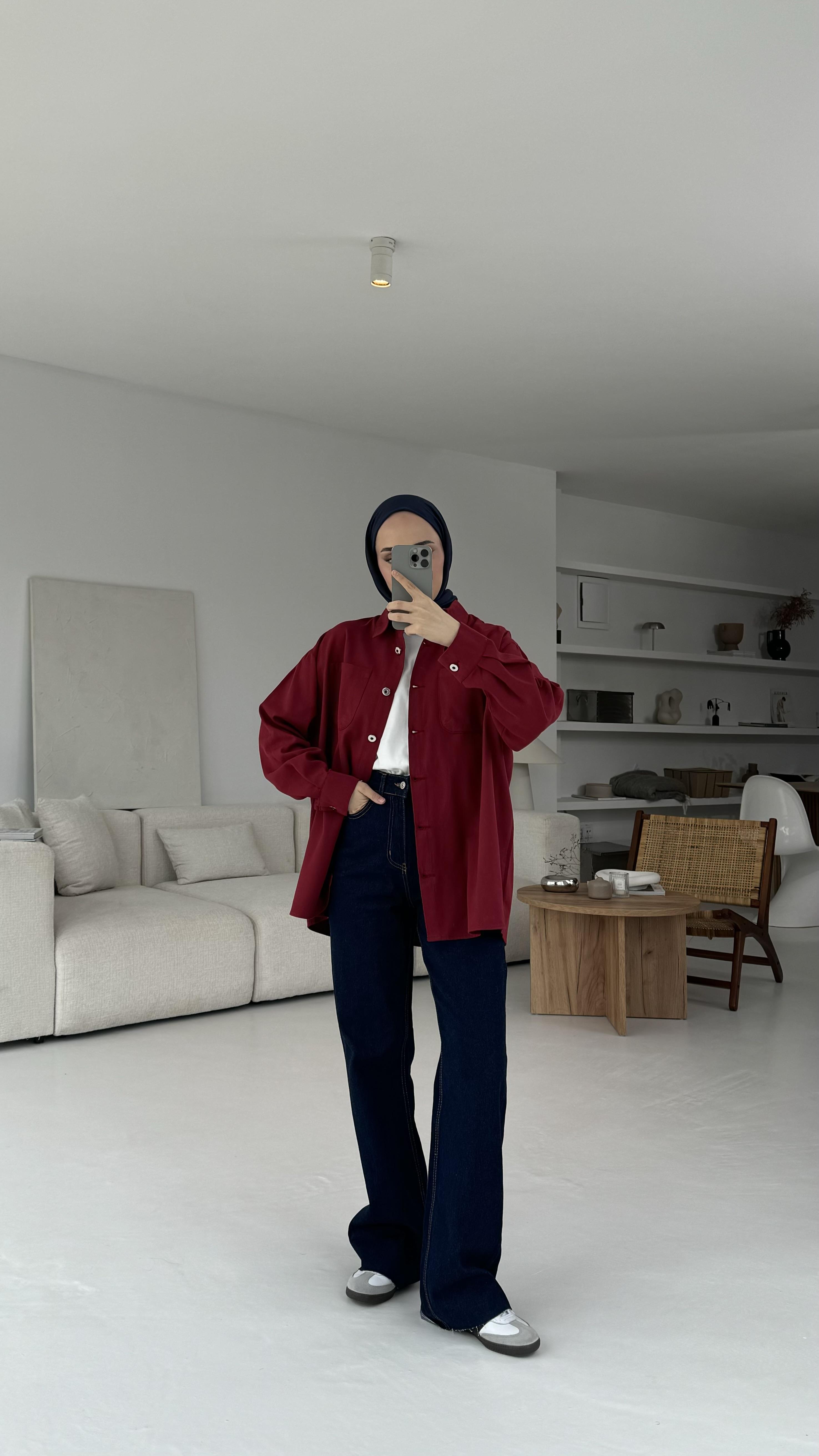 Apero Baskılı Gabardin Ceket Bordo