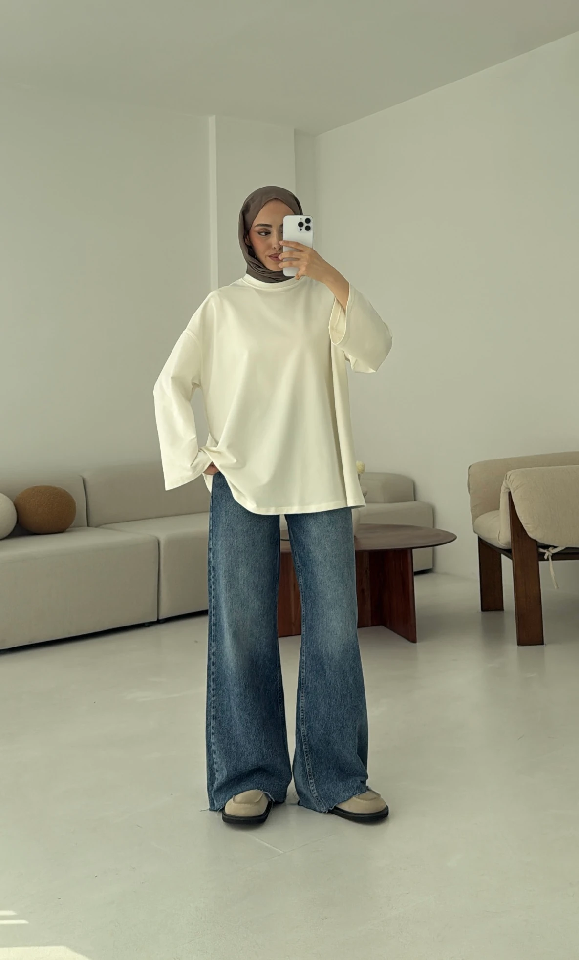 Basic İki İplik Sweat Beyaz