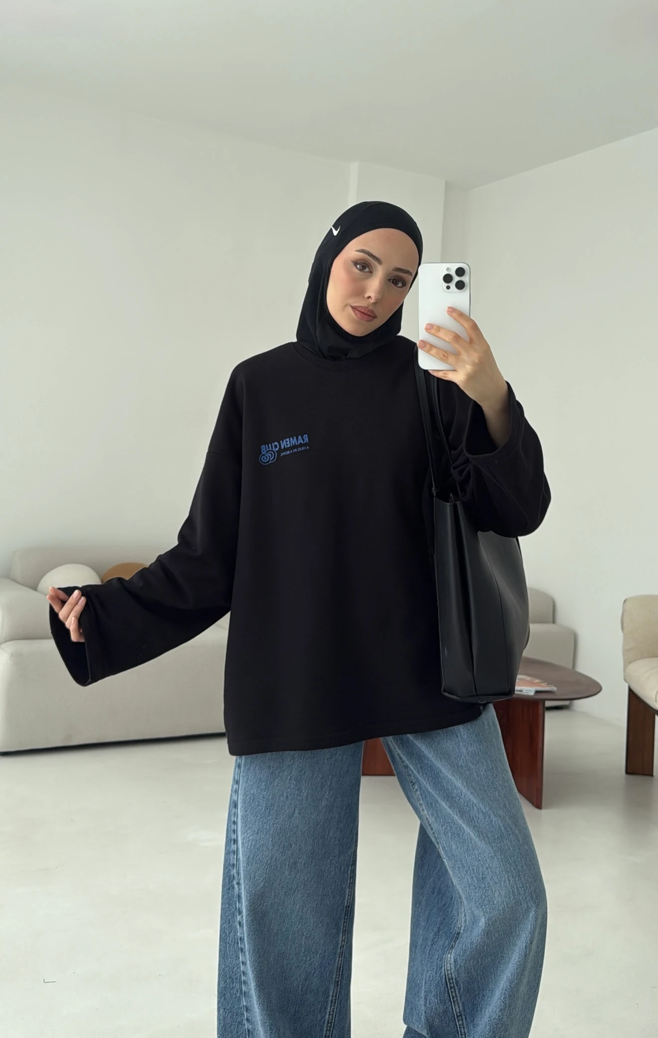 Ramen Baskılı Sweat Siyah