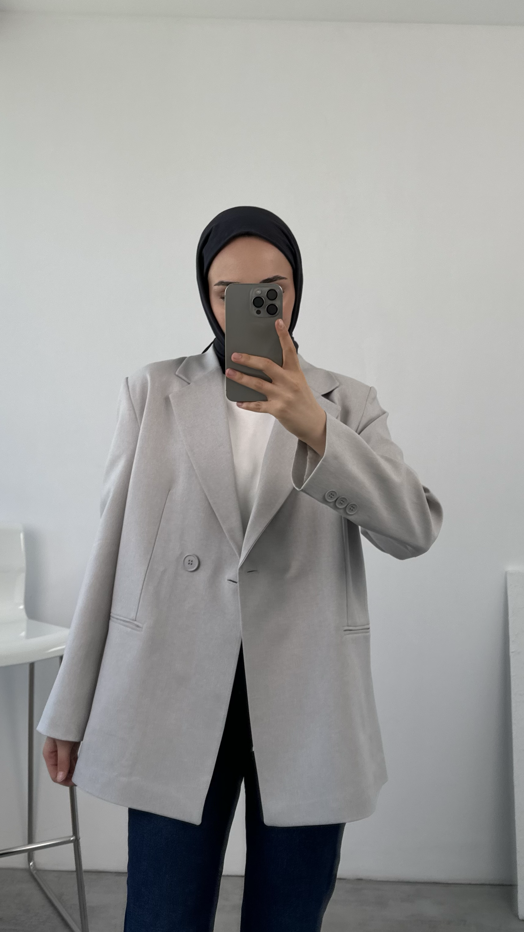Bağlamalı Blazer Ceket Açık Gri