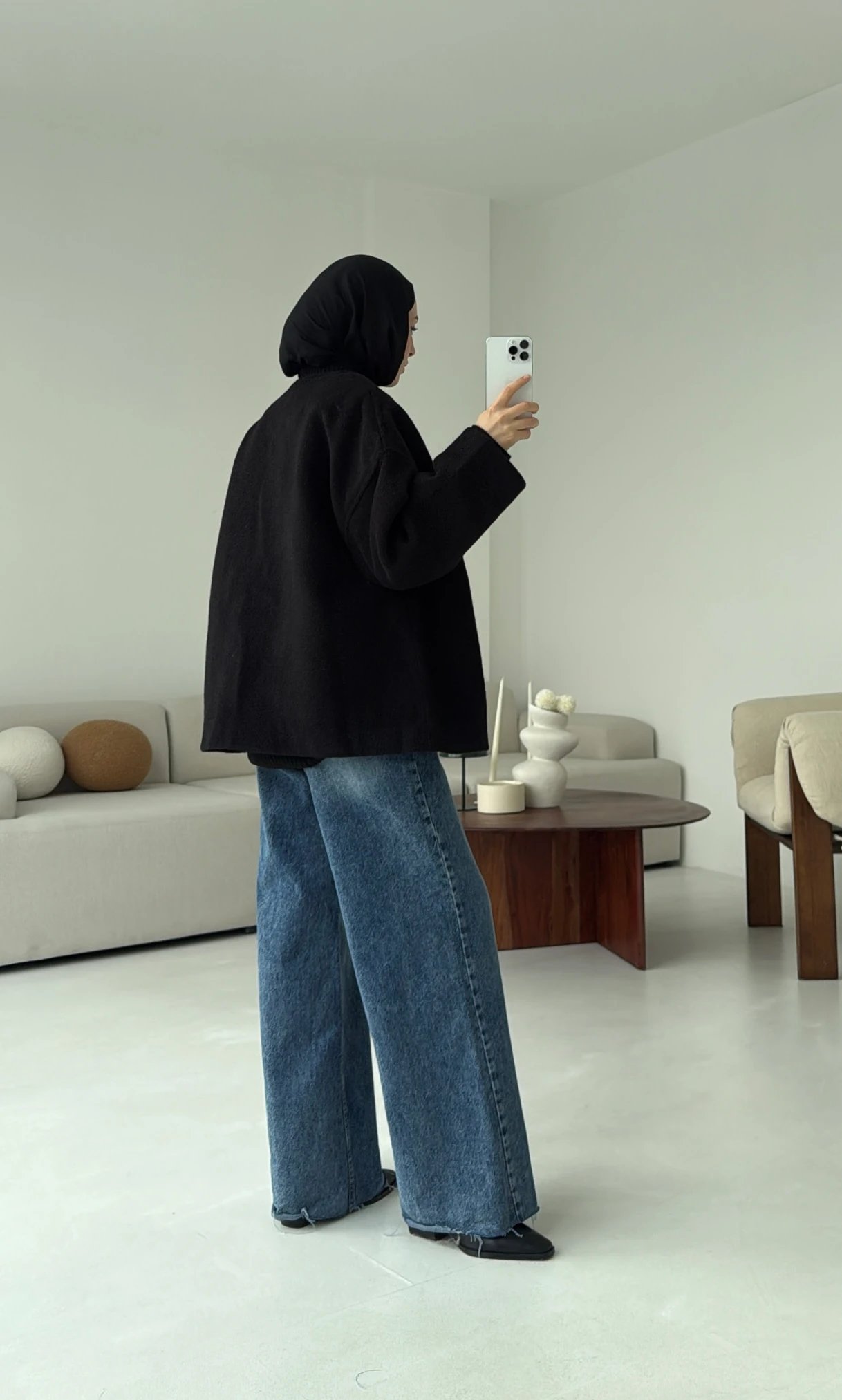 Gizli Düğmeli Kaban Siyah