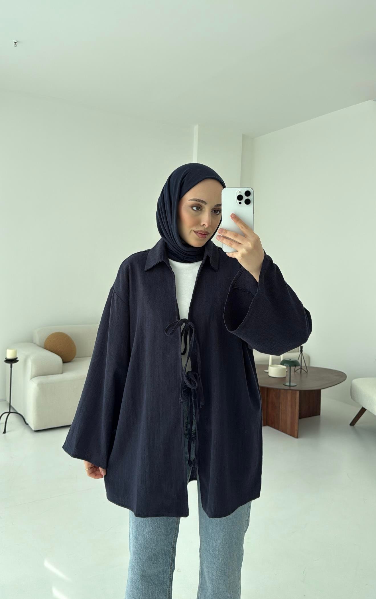 Uzun Kimono Lacivert