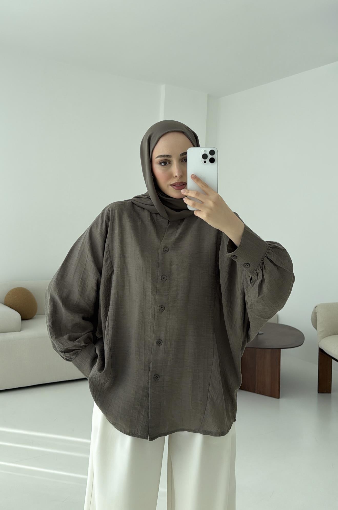 Oversize Premium Gömlek Haki