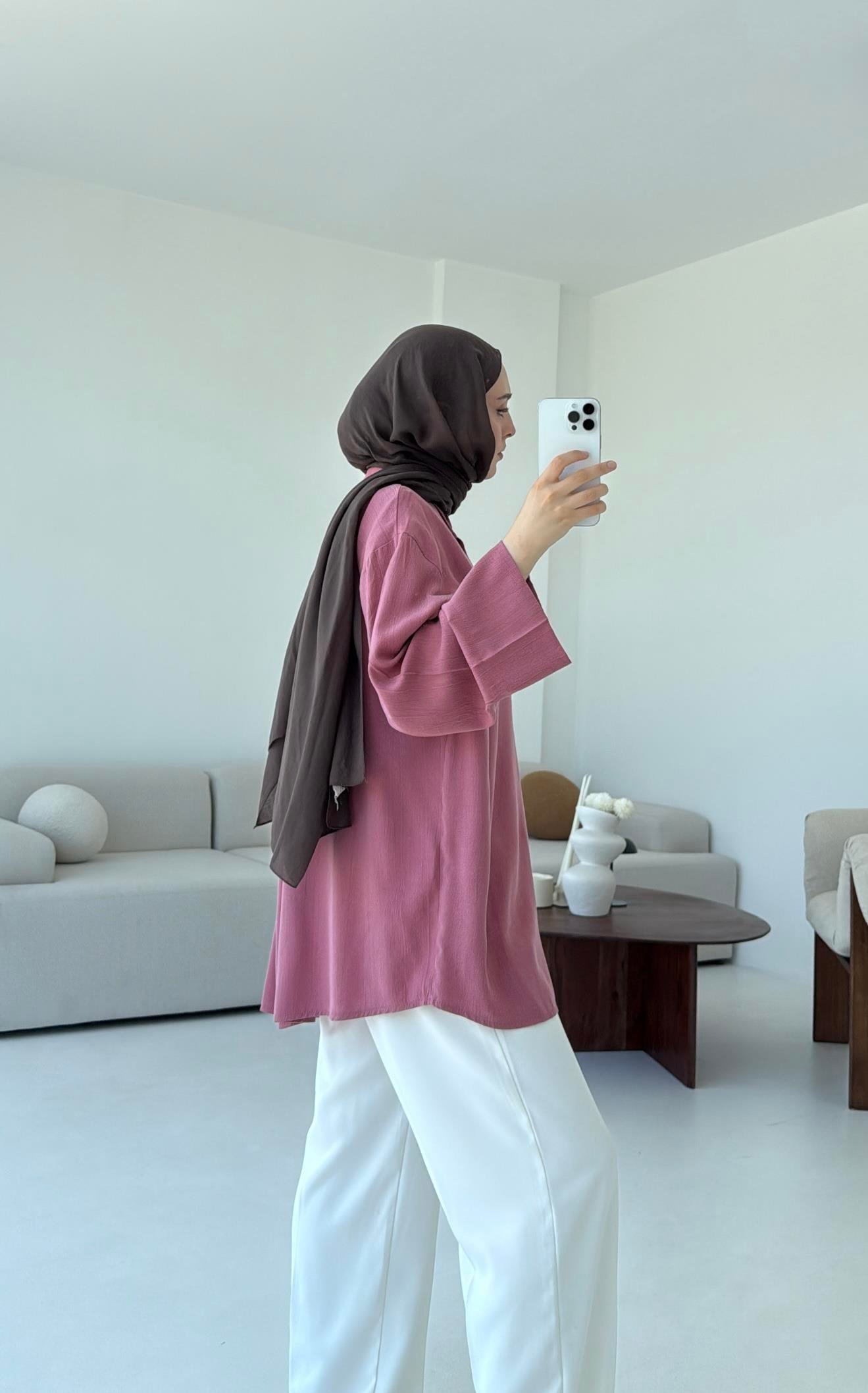 Tencel Yıkamalı Gömlek Gül Kurusu
