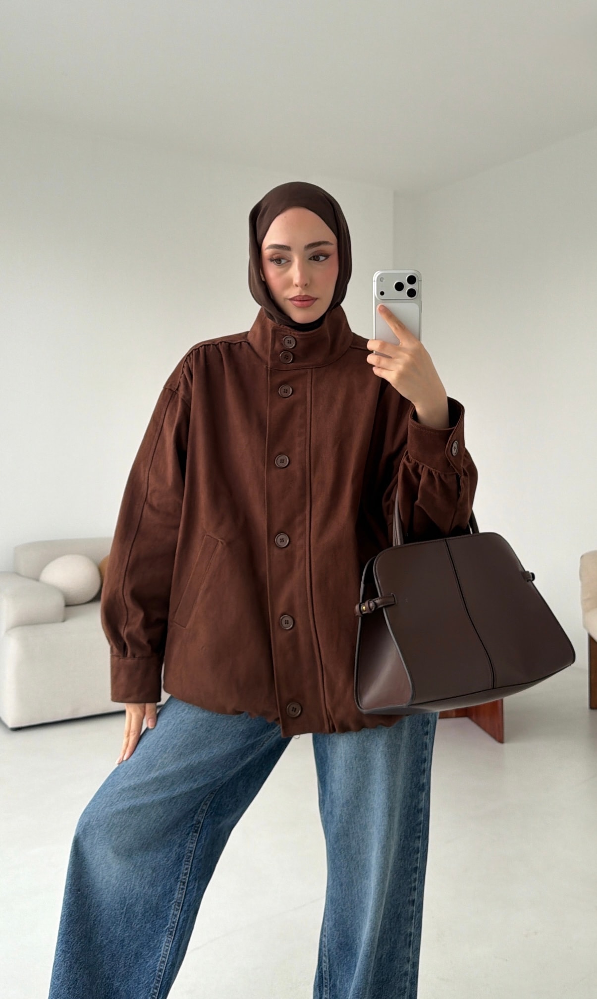 Bomber Gabardin Ceket Kahve