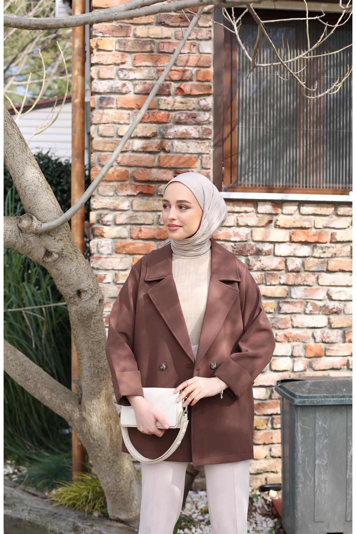 Oversize Ceket Kahve Yazlık