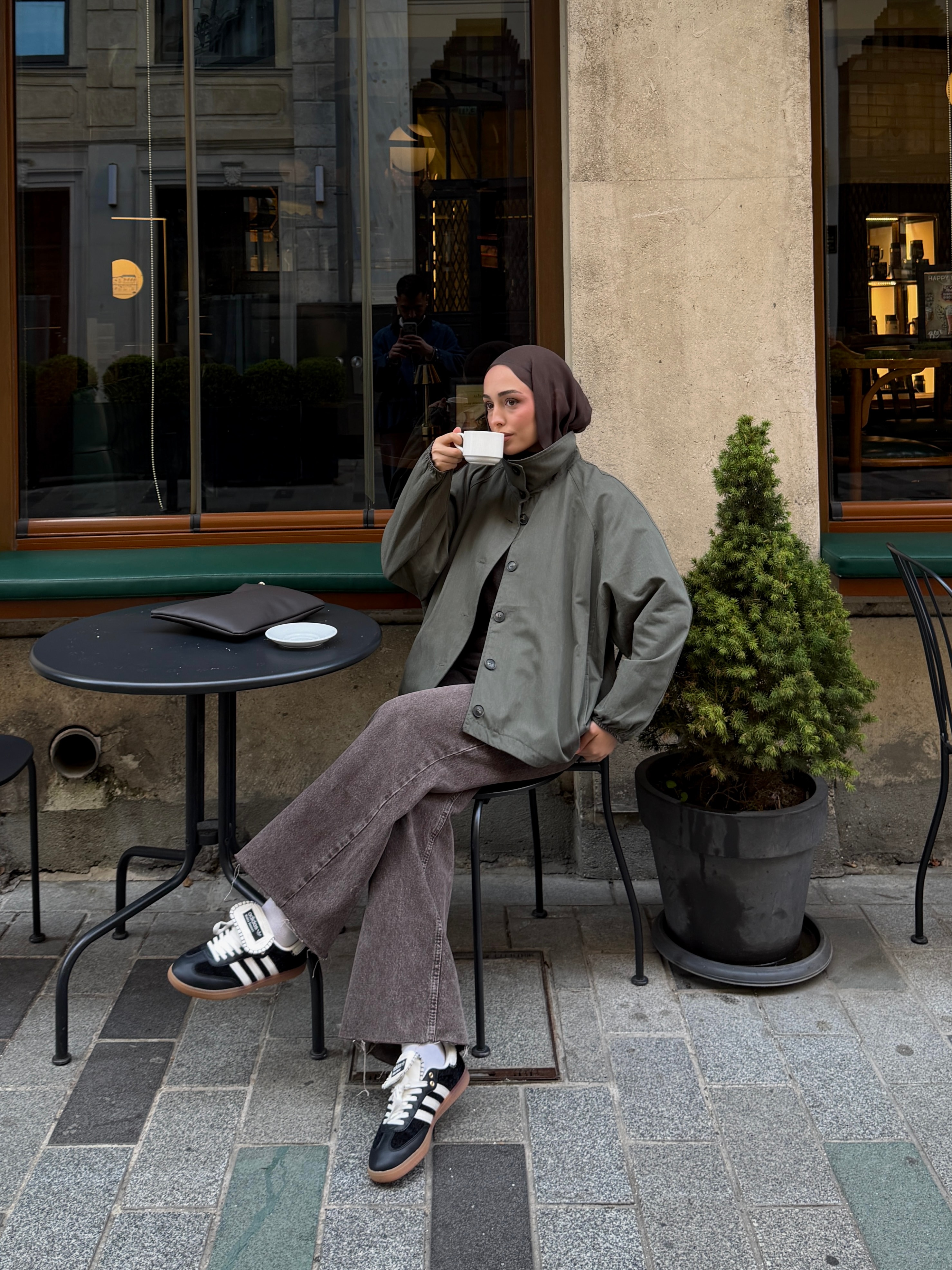 Dik Yaka Bomber Trençkot Haki