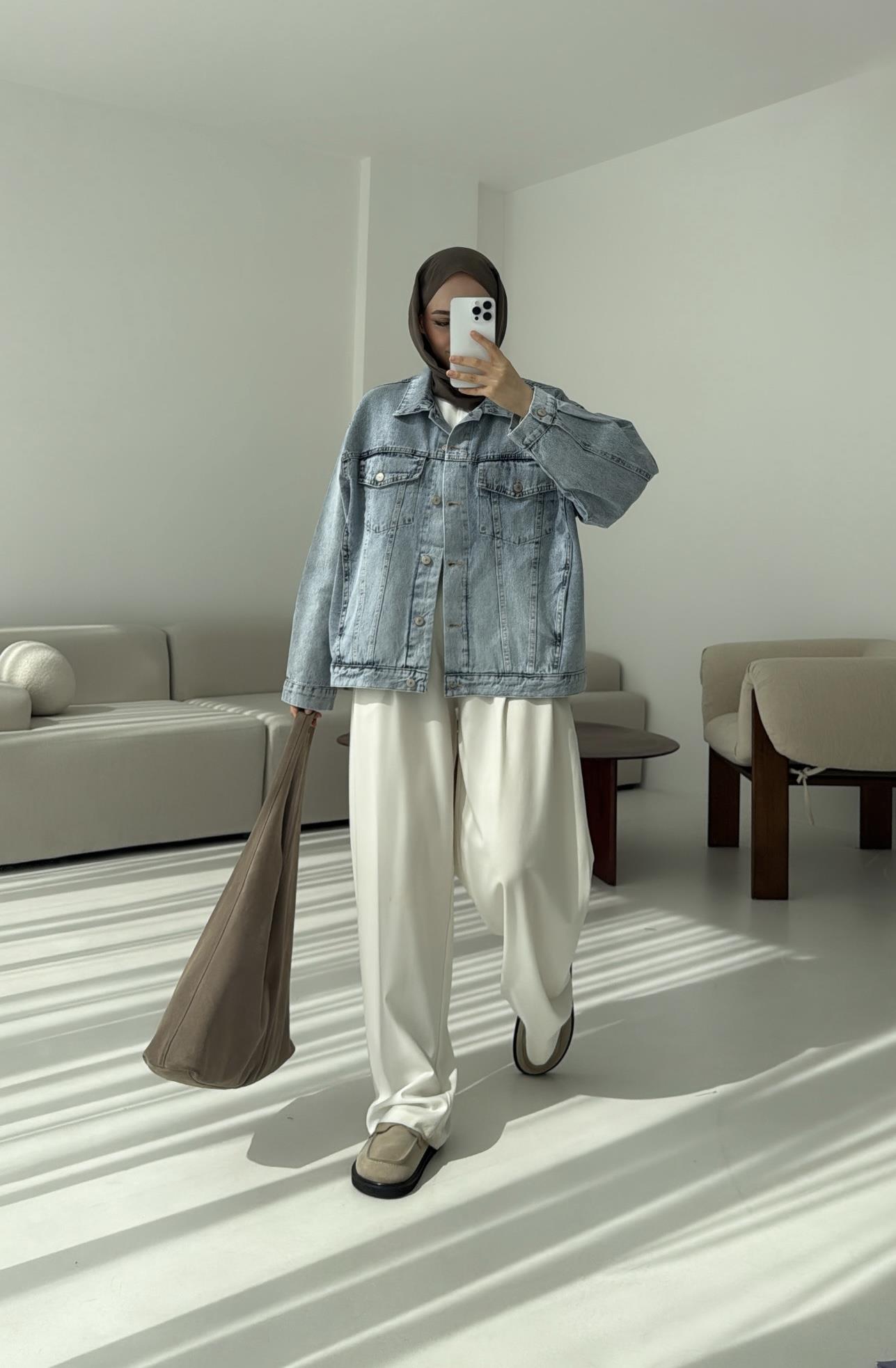 Oversize Mavi Denim Ceket