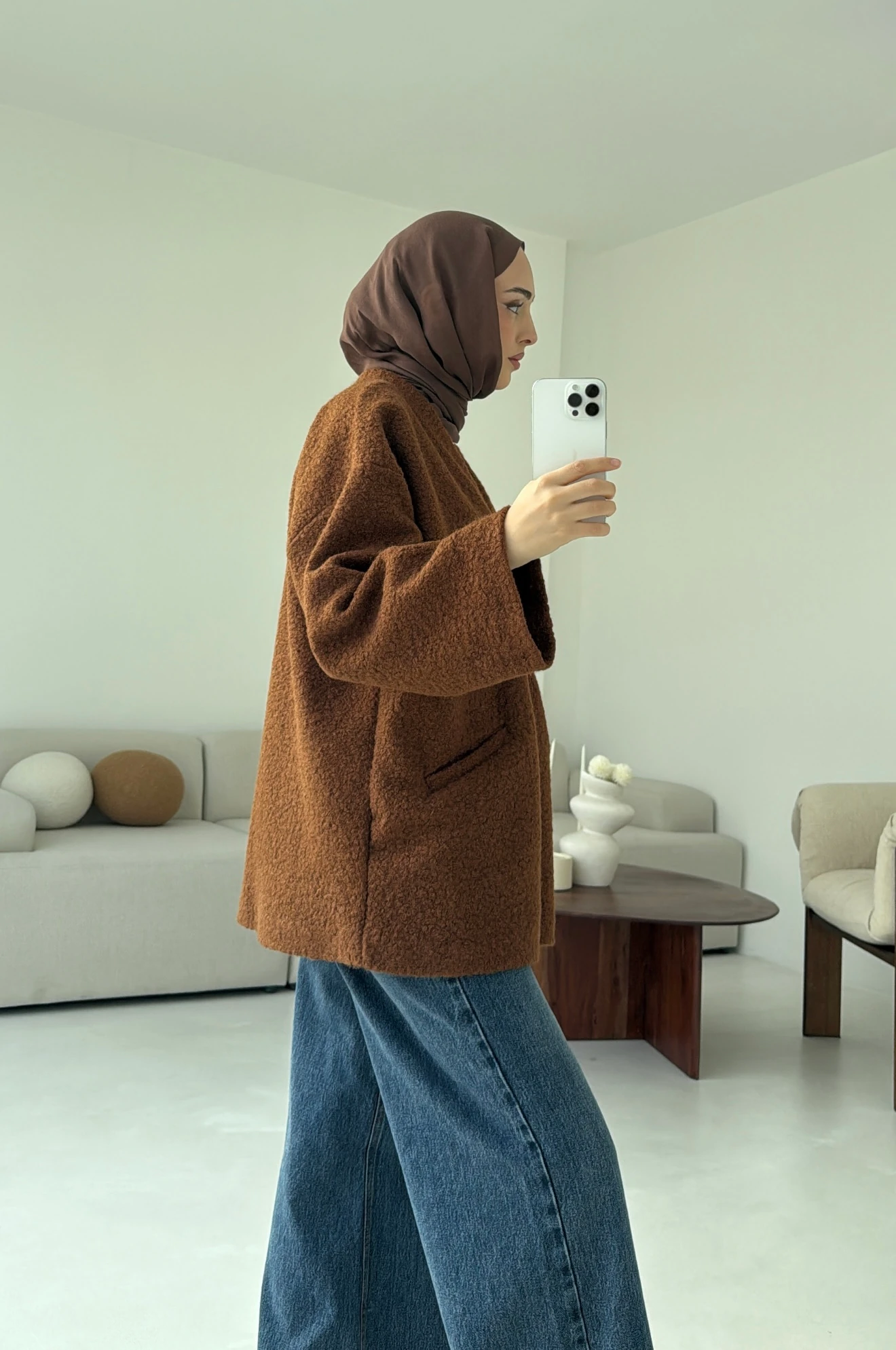 Kemerli Buklet Ceket Kiremit