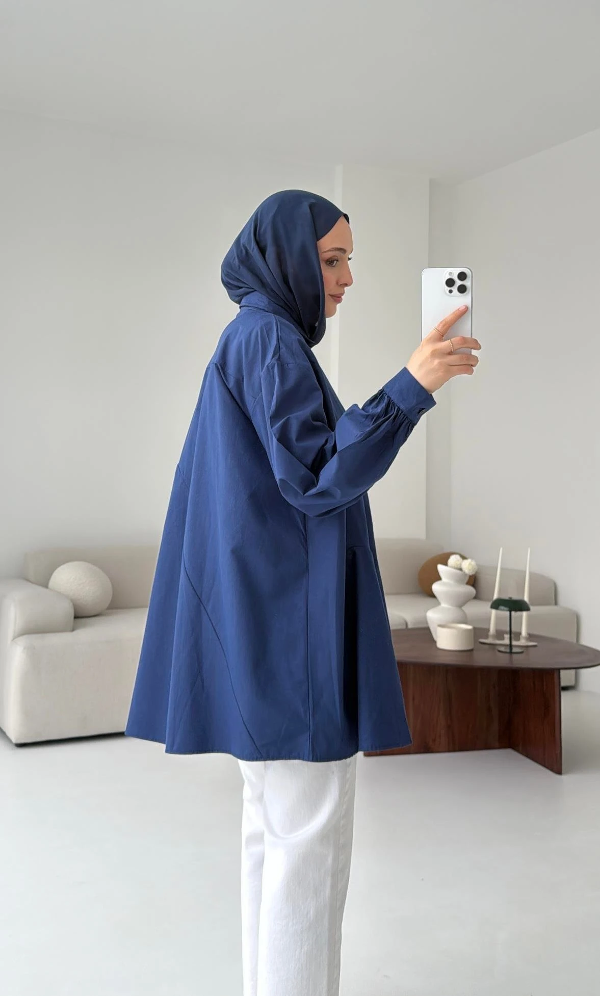 Volanlı Lacivert Gömlek