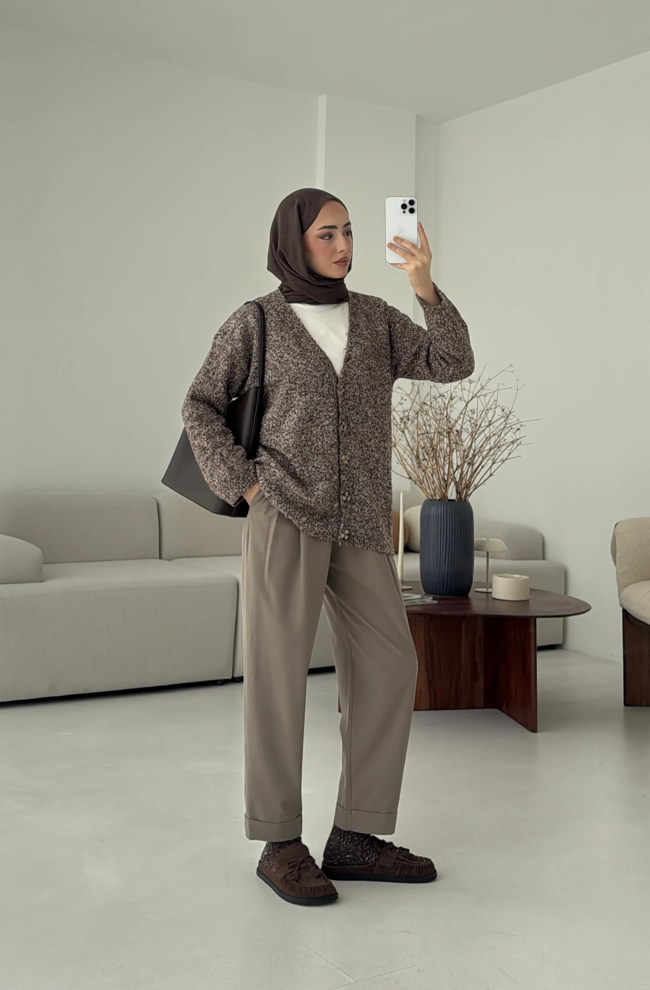 Kahve Benekli Hırka 