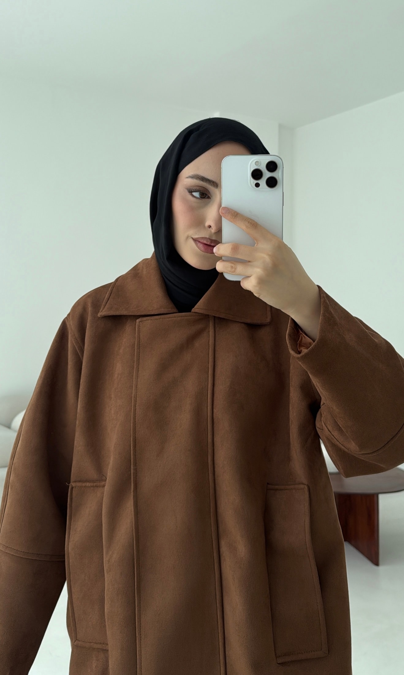 Fermuarlı Süet Ceket Taba