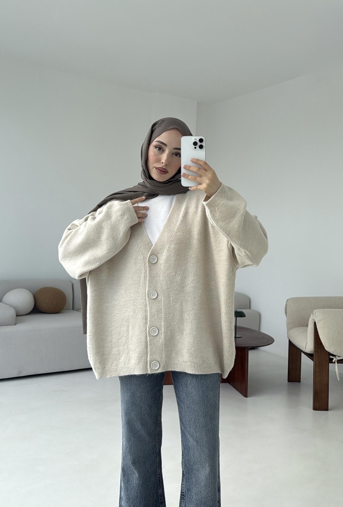 Oversize Yünlü Kazak Taş