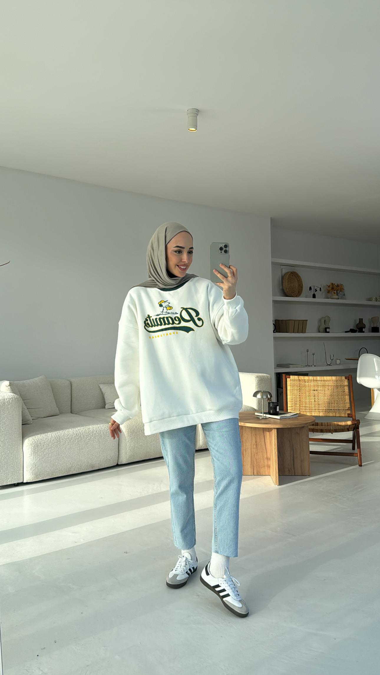 Peanuts Baskılı Oversize Sweatshirt