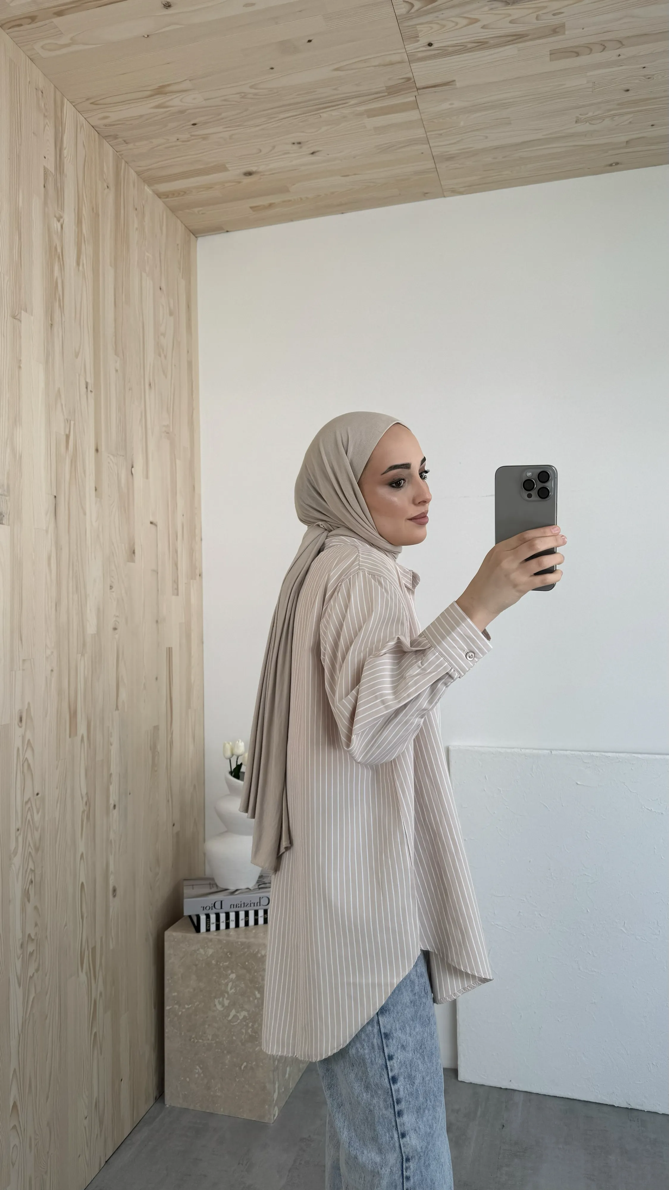 Chery Çizgili Gömlek Bej