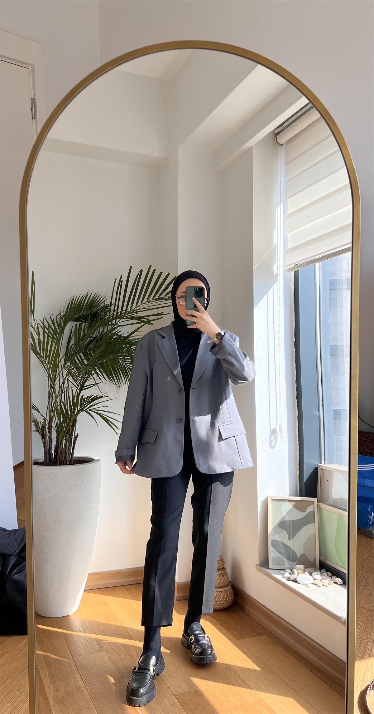 Oversize Kesim Blazer Ceket Antrasit